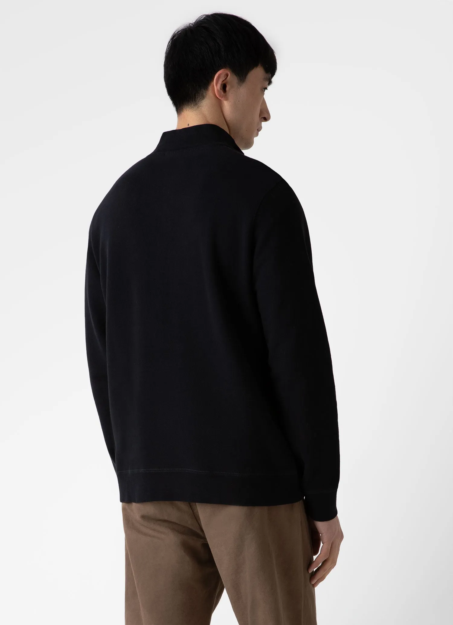 Men's Half Zip Loopback Sweatshirt in Black sold by Sunspel product image thumbnail 5