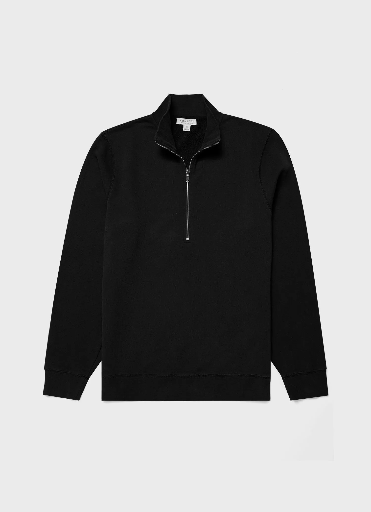 Men's Half Zip Loopback Sweatshirt in Black sold by Sunspel
