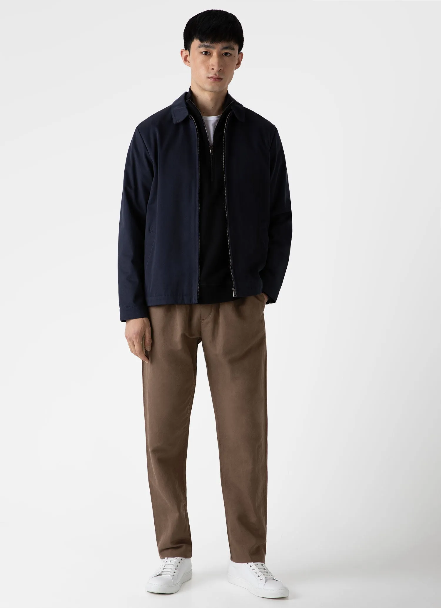 Men's Half Zip Loopback Sweatshirt in Black sold by Sunspel product image thumbnail 3