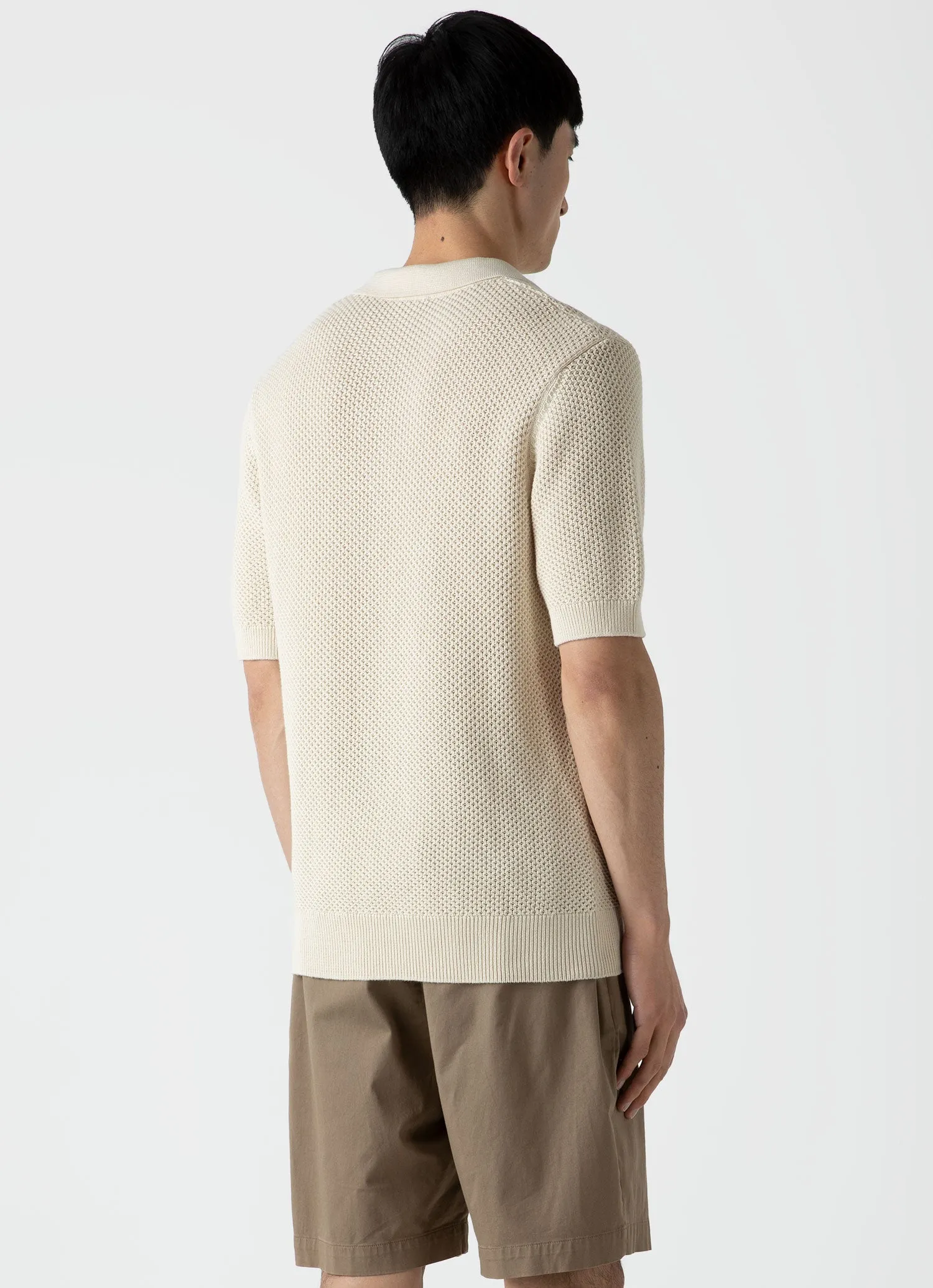 Men's Mr Porter Mesh Knit Polo in Ecru sold by Sunspel product image thumbnail 4