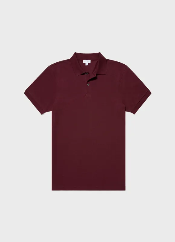 Men's Piqué Polo Shirt in Vino sold by Sunspel