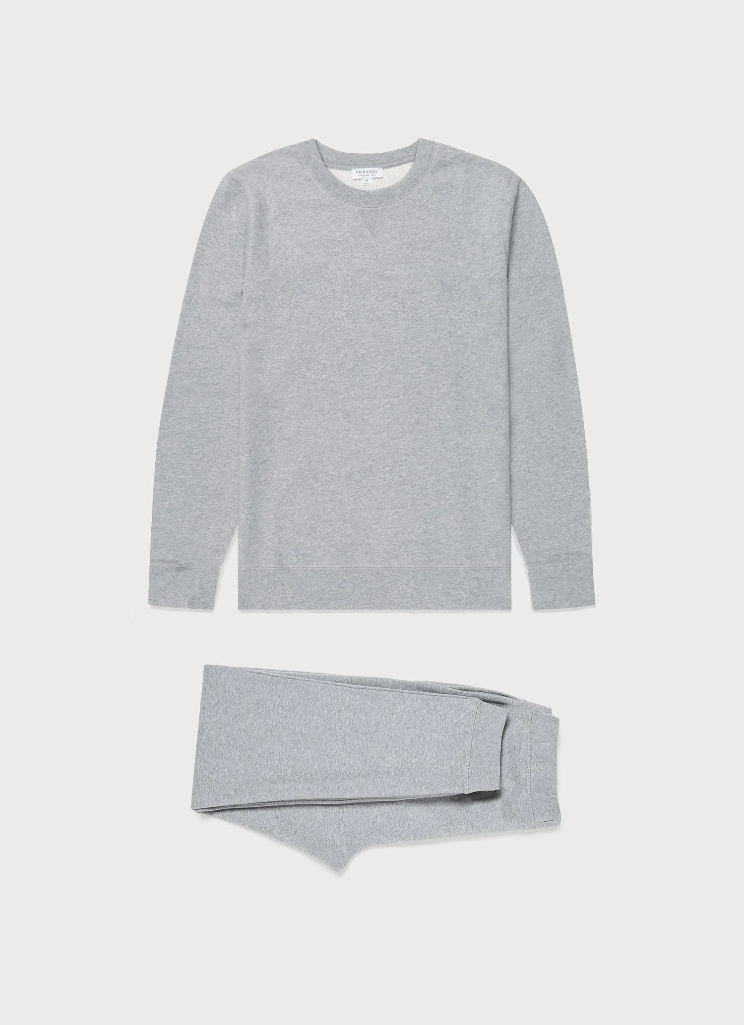 Men's Loopback Tracksuit in Grey Melange sold by Sunspel