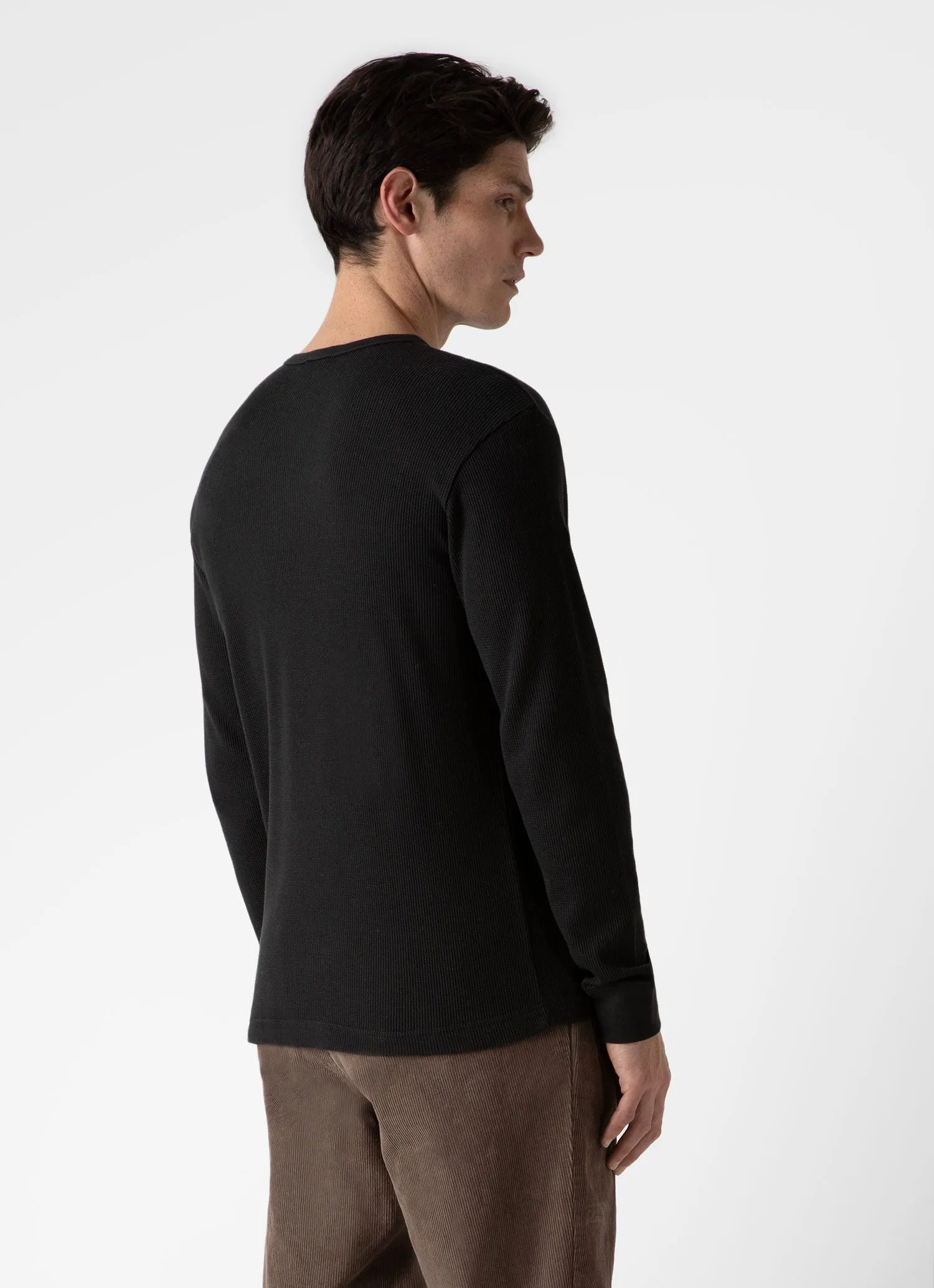 Men's Long Sleeve Waffle T-shirt in Coffee sold by Sunspel product image thumbnail 4