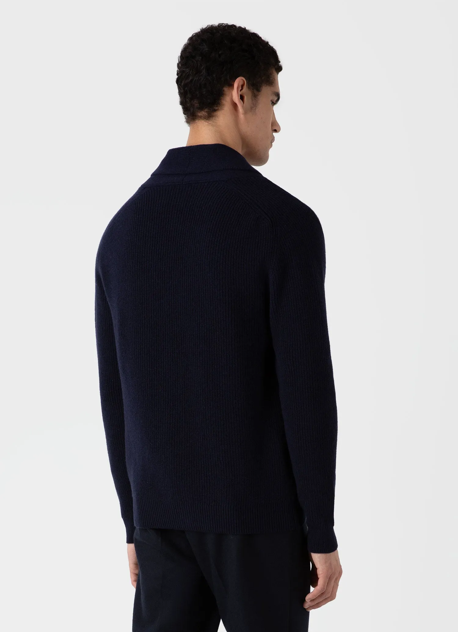 Men's Shawl Neck Cardigan in Navy sold by Sunspel product image thumbnail 5