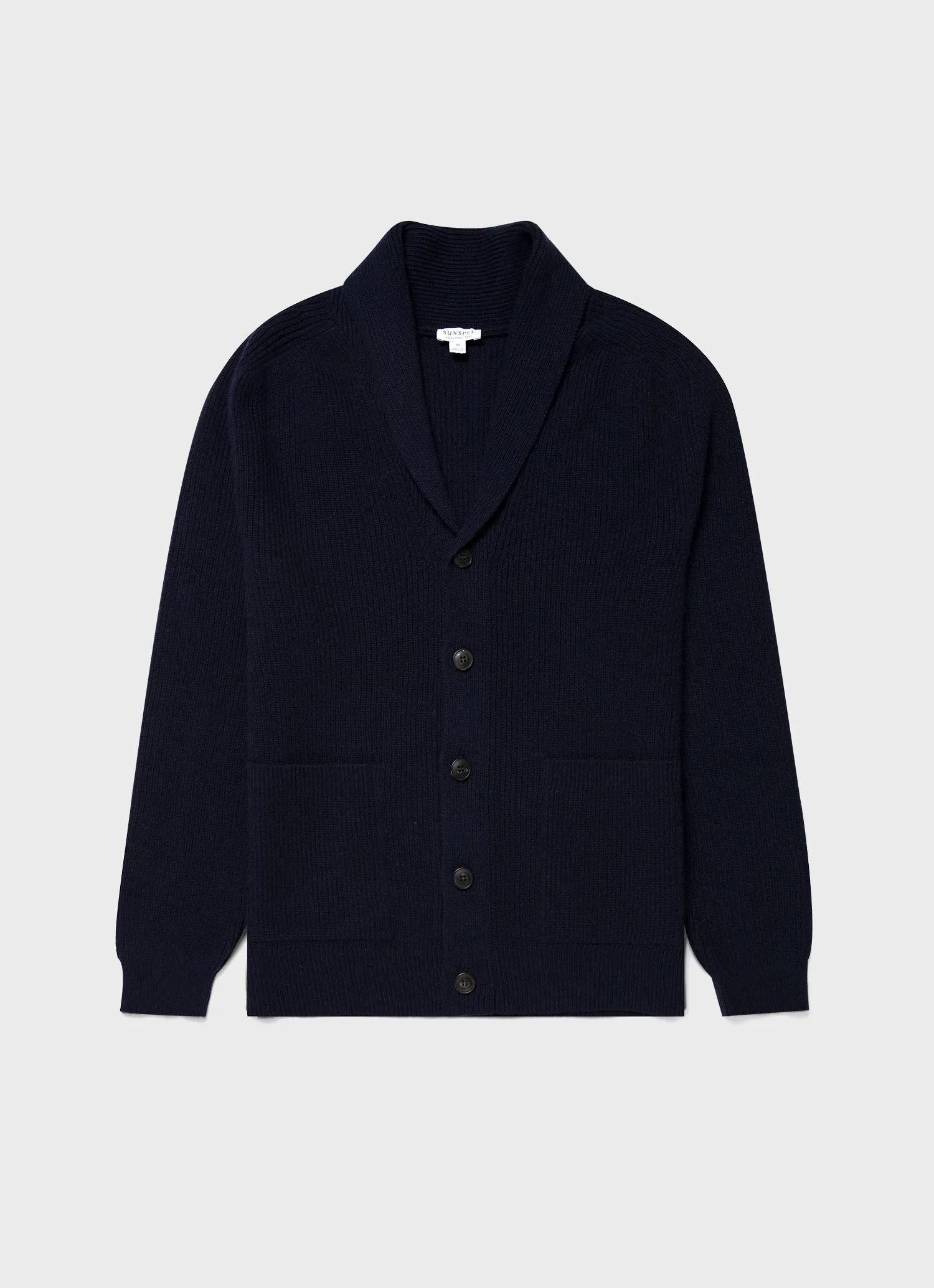 Men's Shawl Neck Cardigan in Navy sold by Sunspel