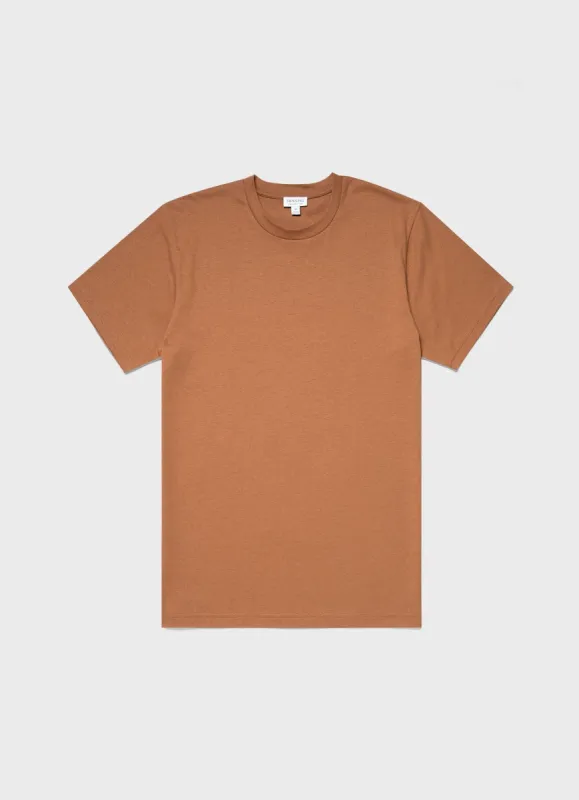 Men's Riviera T-shirt in Gingerbread Melange made by Sunspel