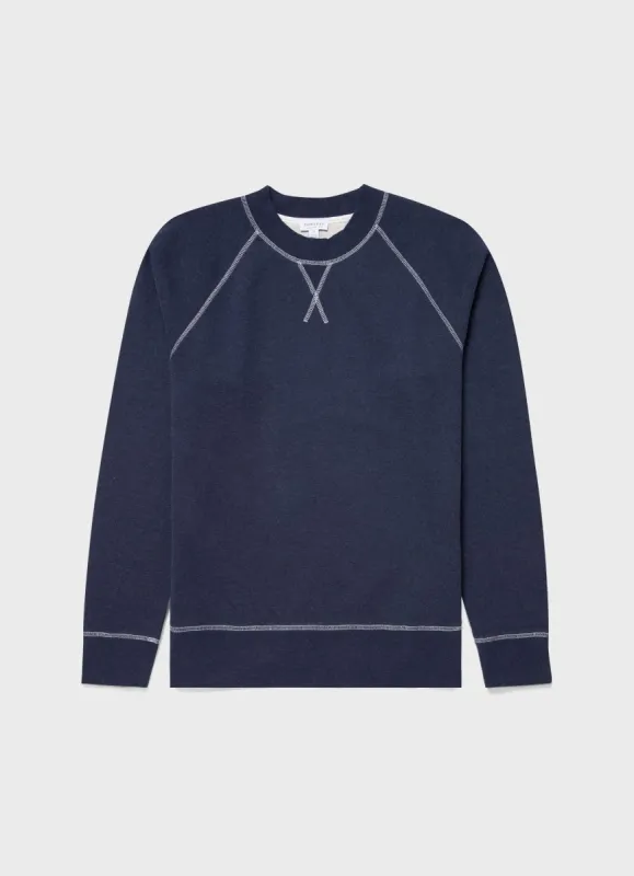 Men's Fleeceback Sweatshirt in Navy Melange sold by Sunspel
