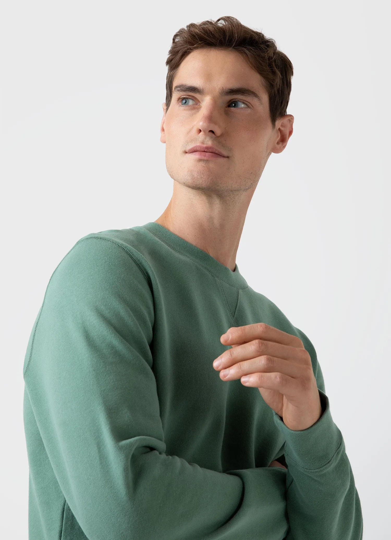 Men's Loopback Sweatshirt in Thyme sold by Sunspel product image thumbnail 5