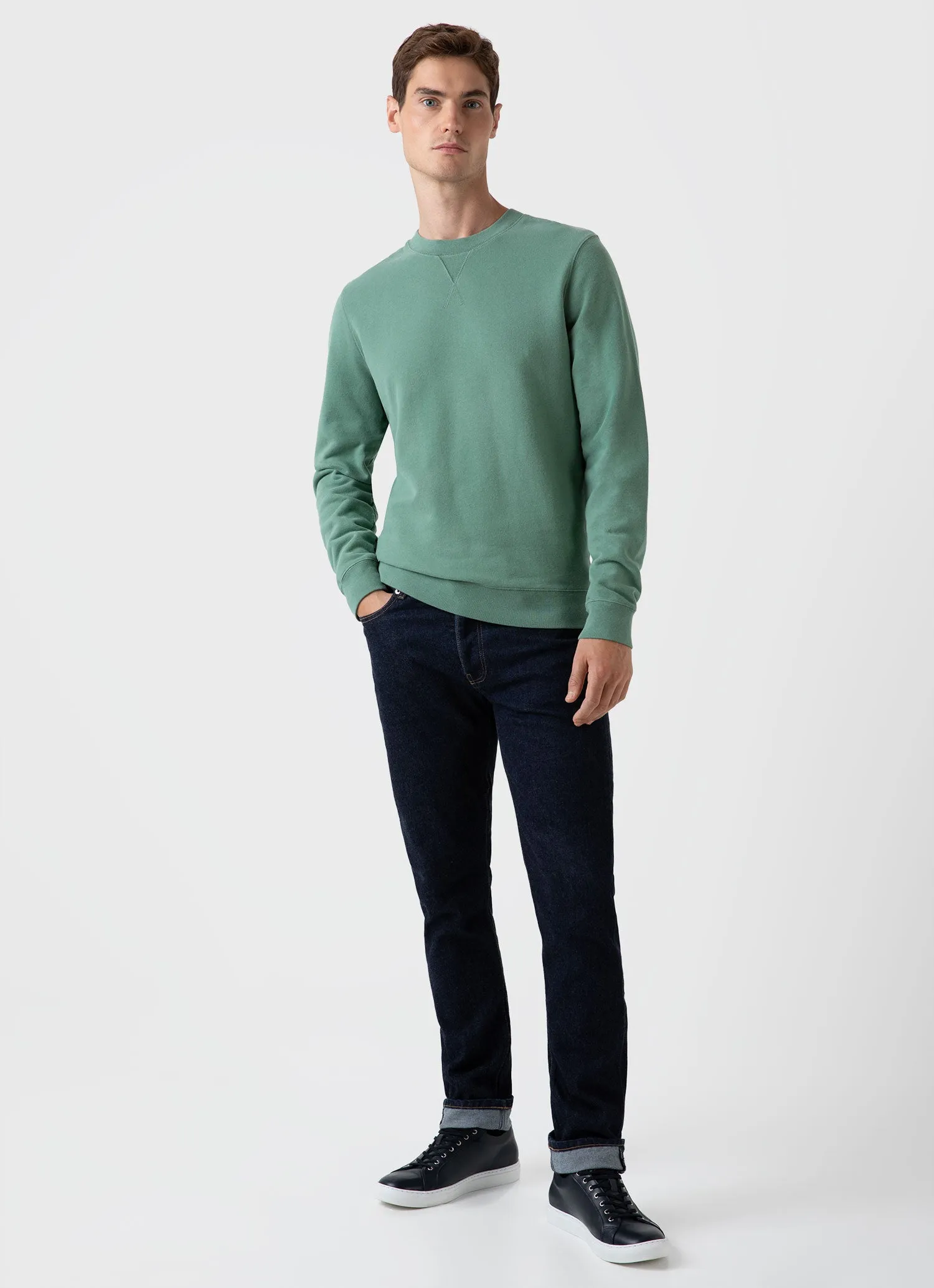 Men's Loopback Sweatshirt in Thyme sold by Sunspel product image thumbnail 3