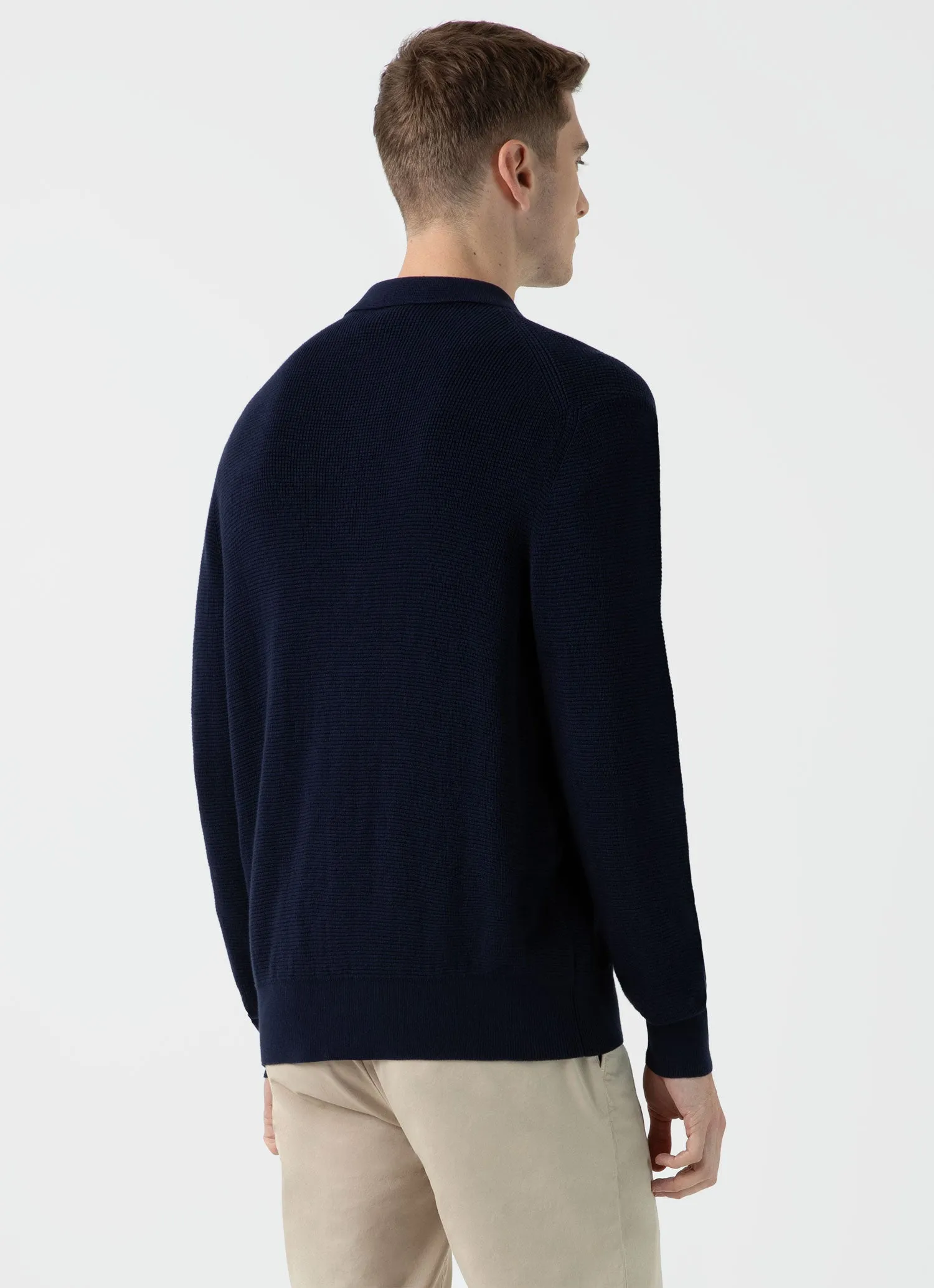 Men's Waffle Stitch Jacket in Navy sold by Sunspel product image thumbnail 5