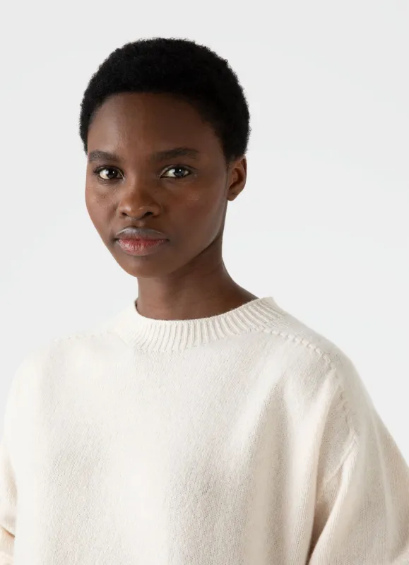 Women's Lambswool Crewneck Jumper in Ecru sold by Sunspel
