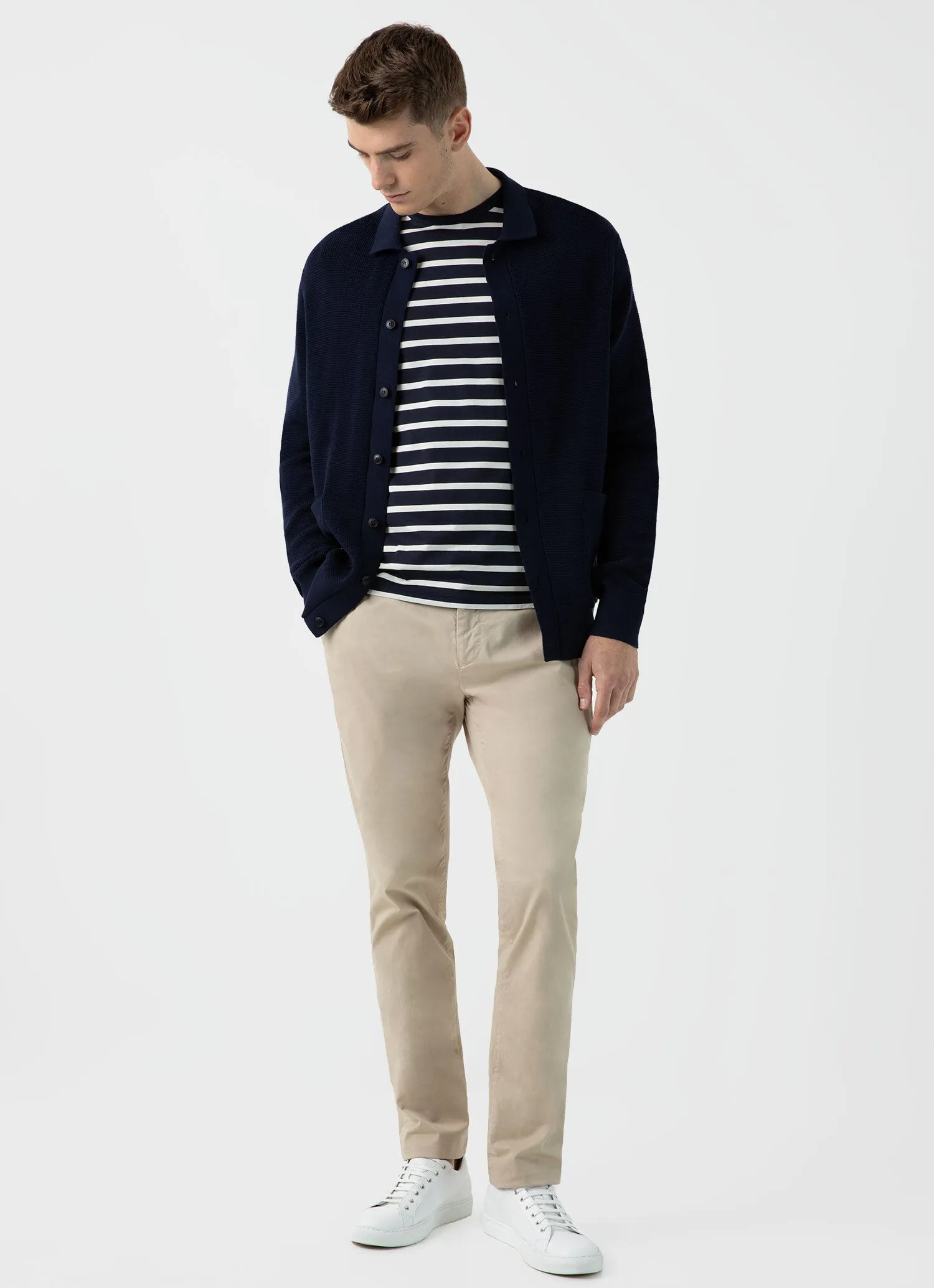 Men's Waffle Stitch Jacket in Navy sold by Sunspel product image thumbnail 3