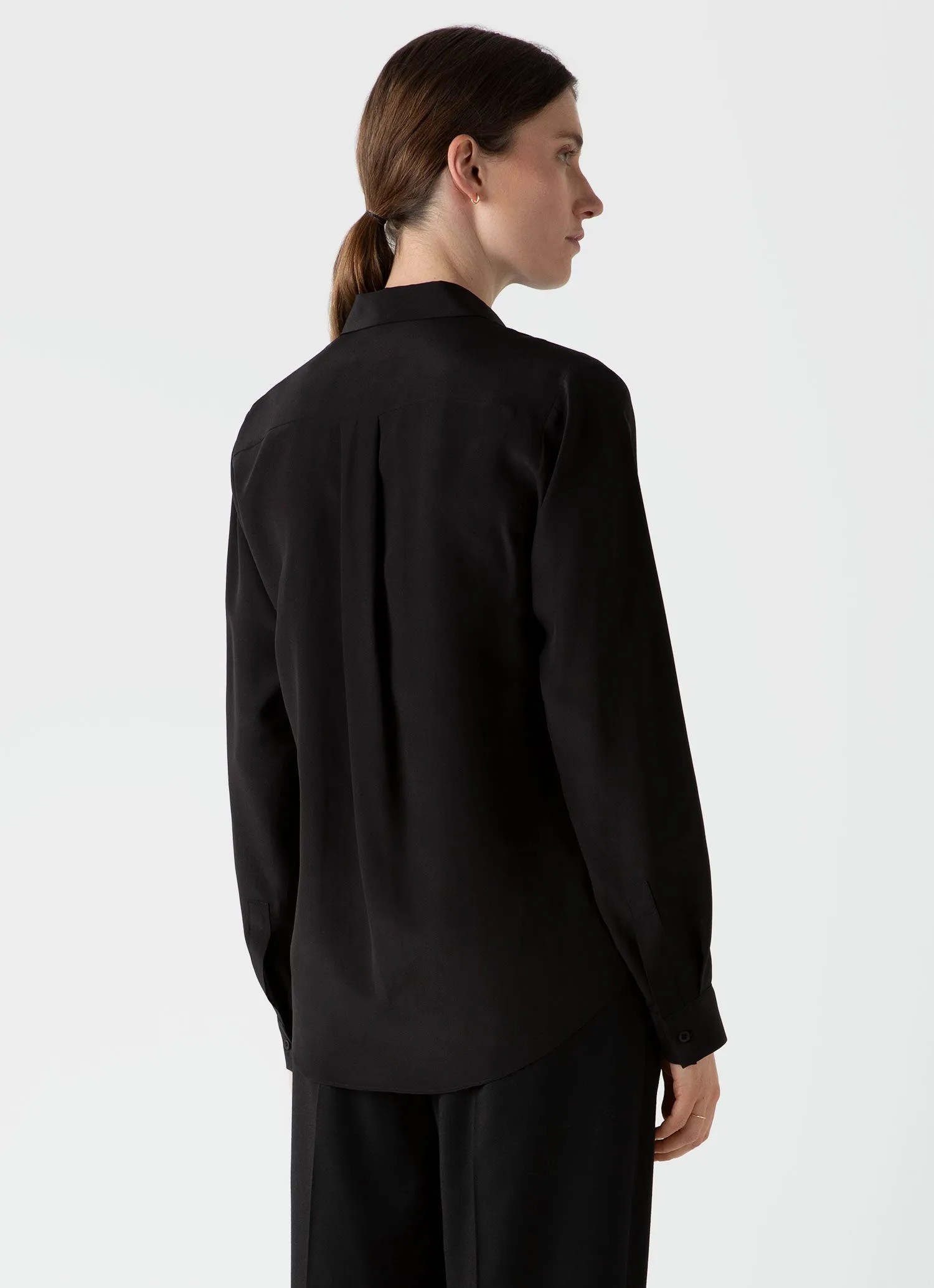 Women's Silk Shirt in Black sold by Sunspel product image thumbnail 4