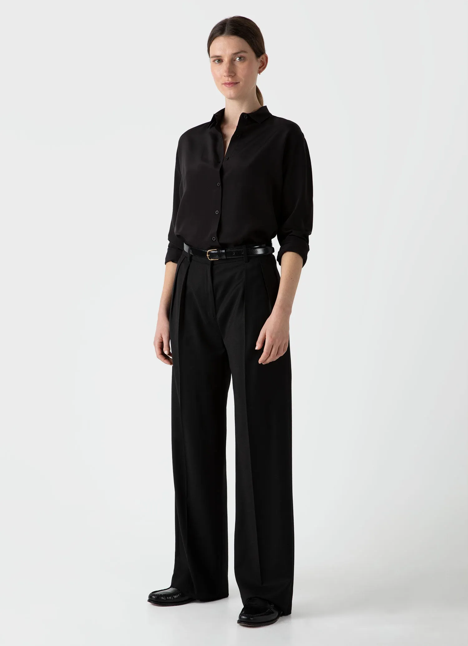 Women's Silk Shirt in Black sold by Sunspel product image thumbnail 2