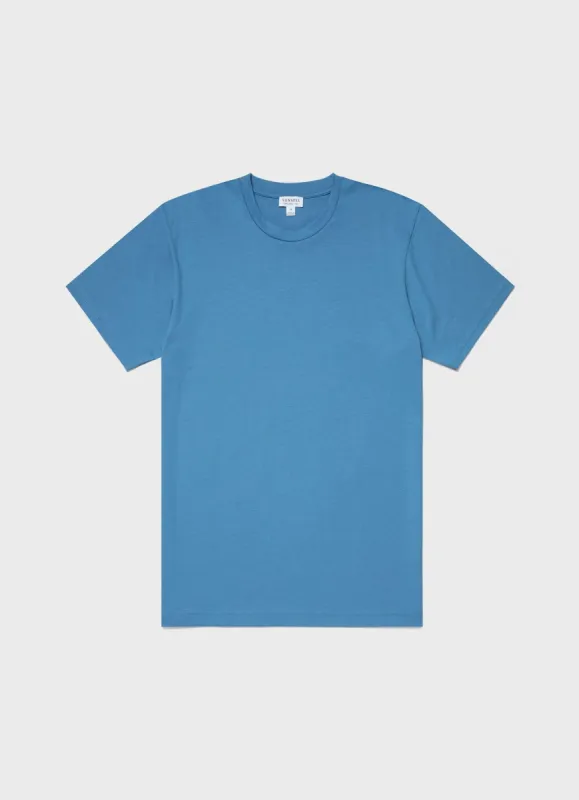 Men's Riviera T-shirt in Lake Blue sold by Sunspel