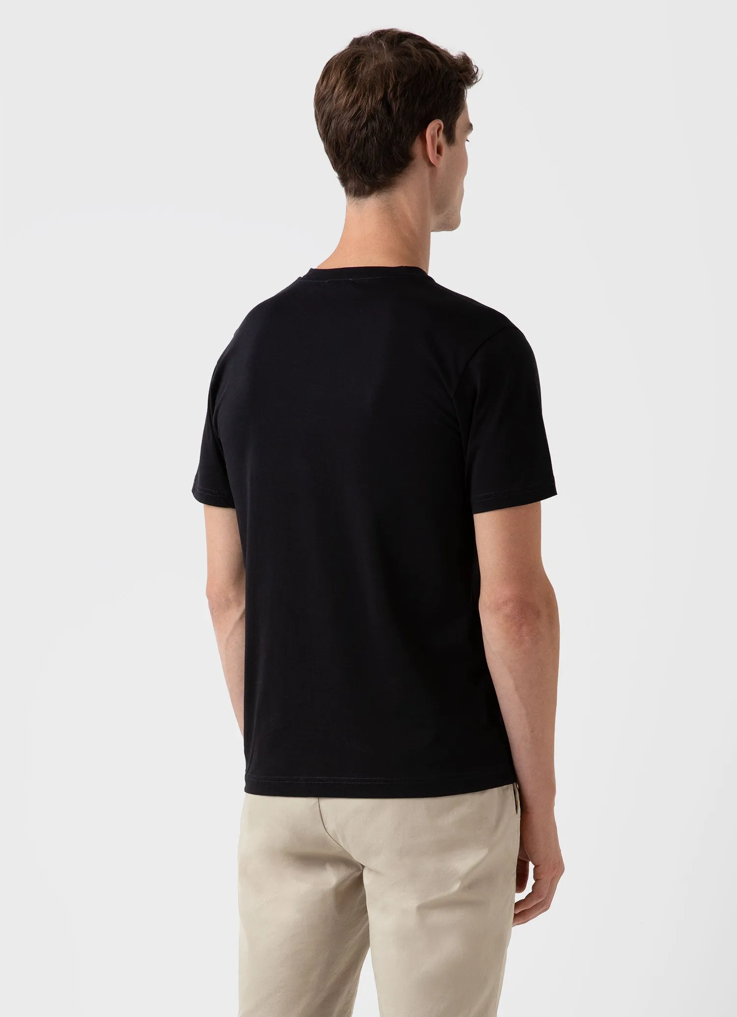 Men's Riviera Pocket T-shirt in Black sold by Sunspel product image thumbnail 5
