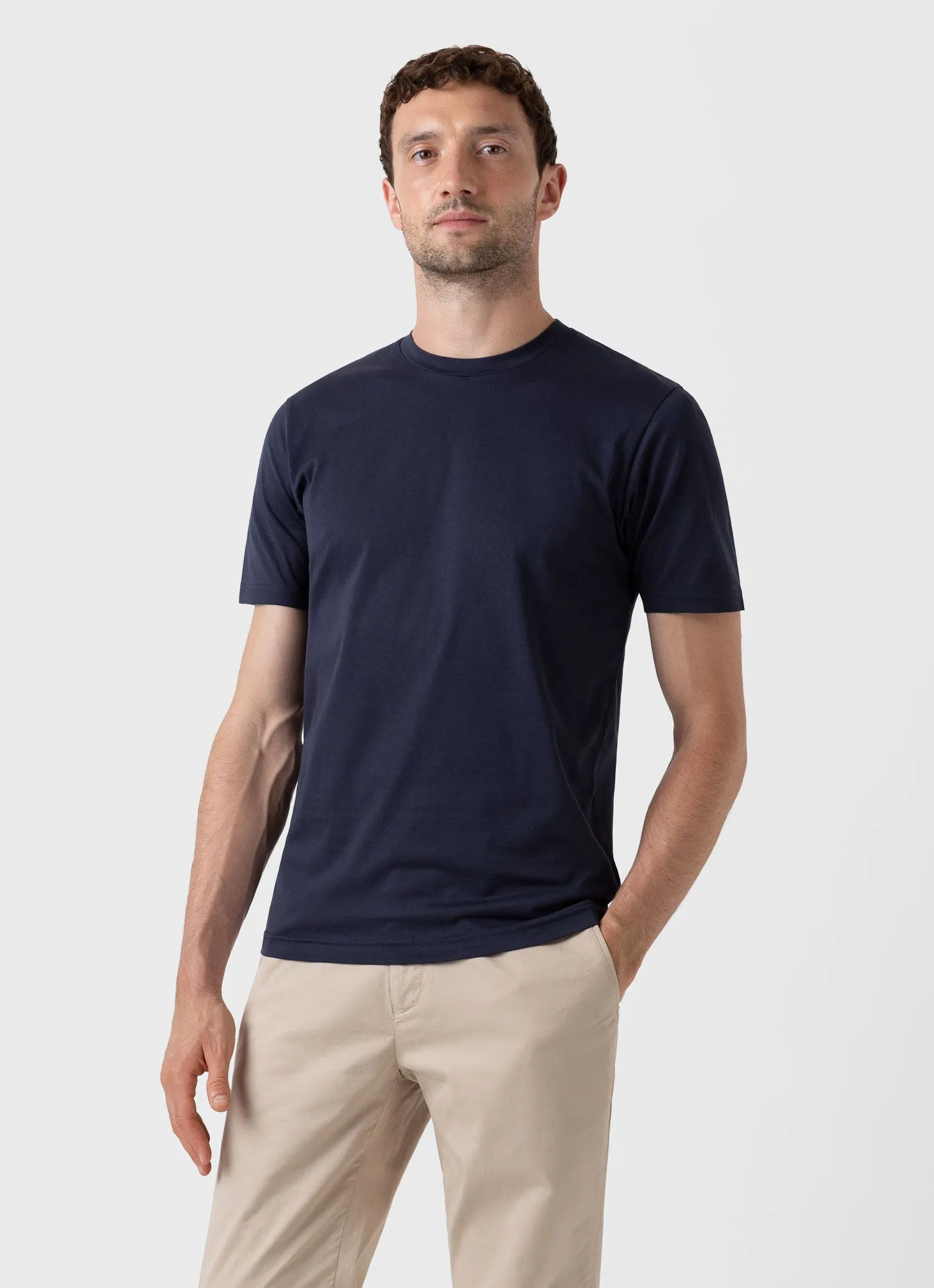 Men's Riviera T-shirt in Navy sold by Sunspel product image thumbnail 2