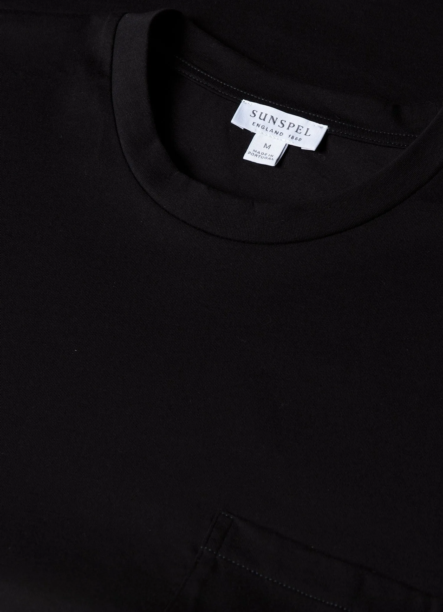 Men's Riviera Pocket T-shirt in Black sold by Sunspel product image thumbnail 4