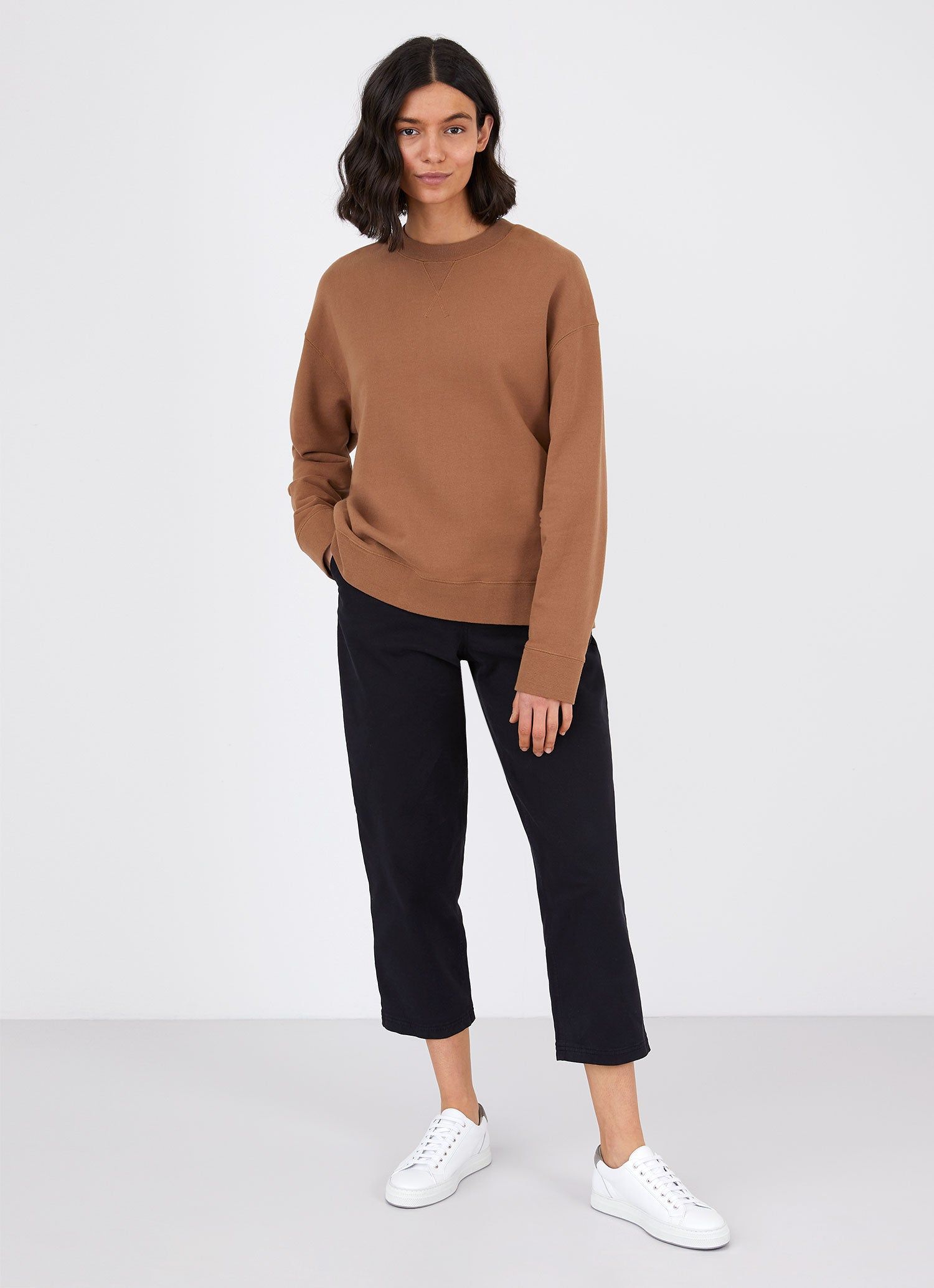 Women's Relaxed Loopback Sweatshirt in Mushroom sold by Sunspel product image thumbnail 3