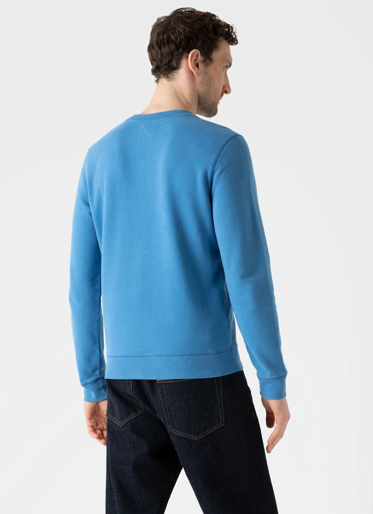 Men's Loopback Sweatshirt in Blue Jean sold by Sunspel product image thumbnail 4