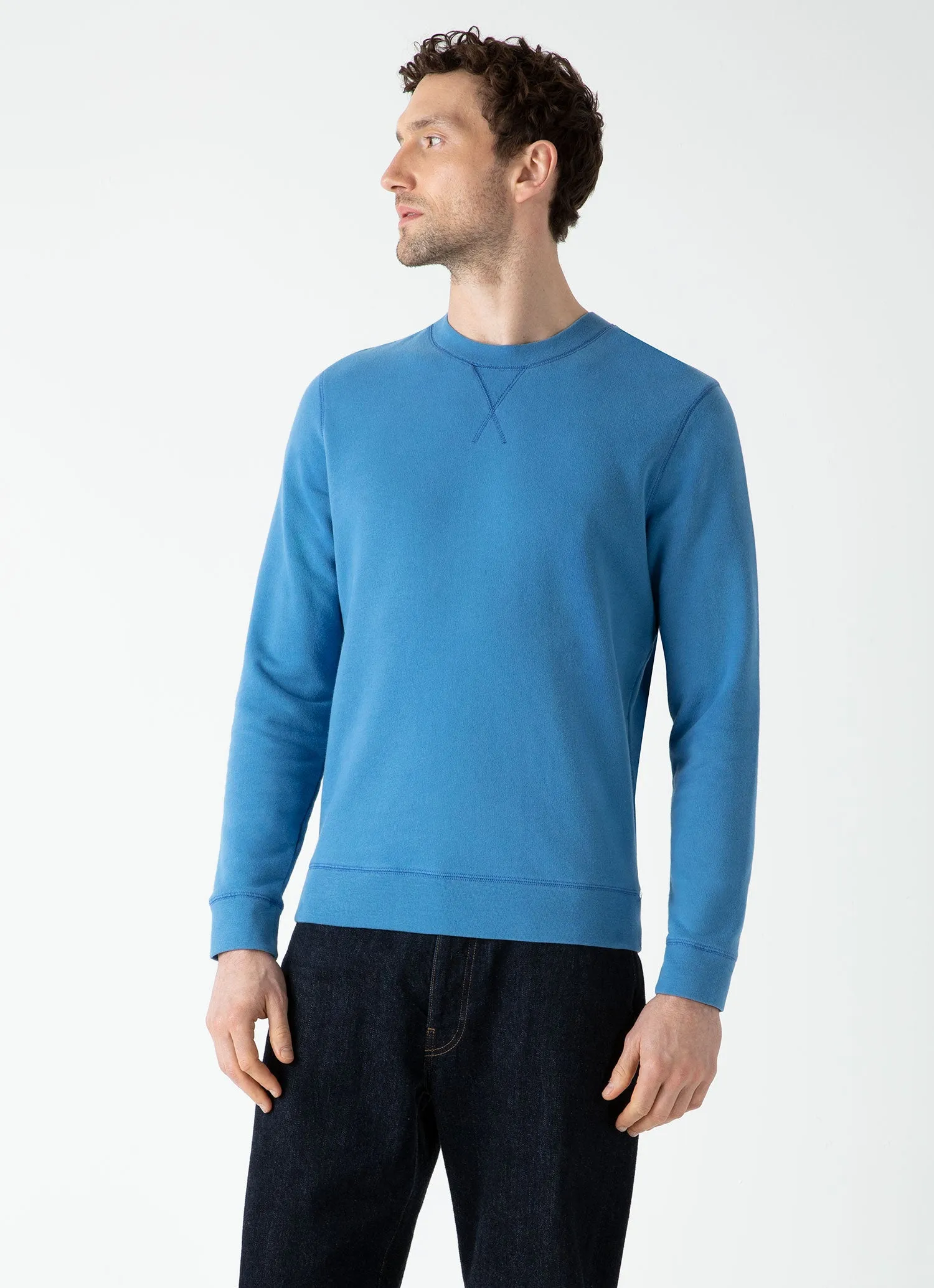 Men's Loopback Sweatshirt in Blue Jean sold by Sunspel product image thumbnail 2
