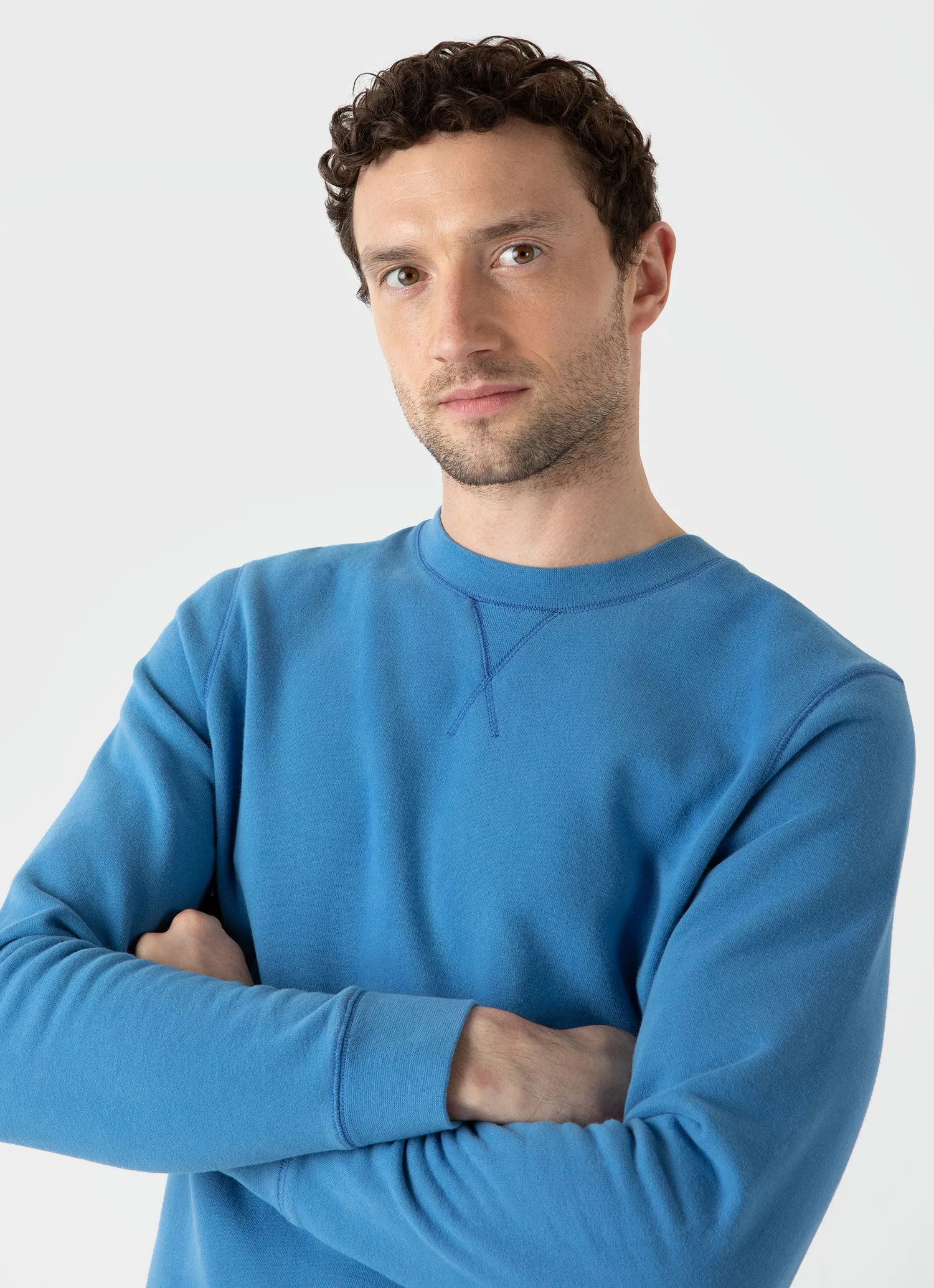 Men's Loopback Sweatshirt in Blue Jean sold by Sunspel product image thumbnail 5