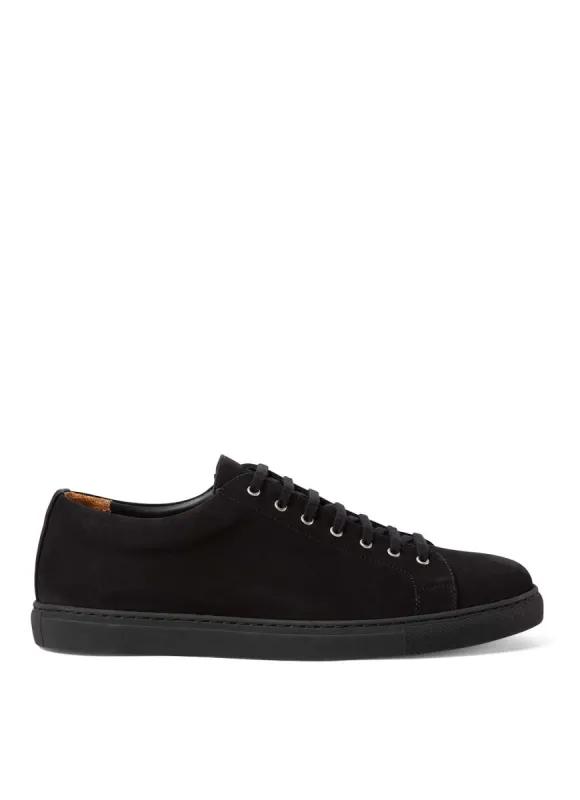 Men's Suede Nubuck Tennis Shoes in Black sold by Sunspel