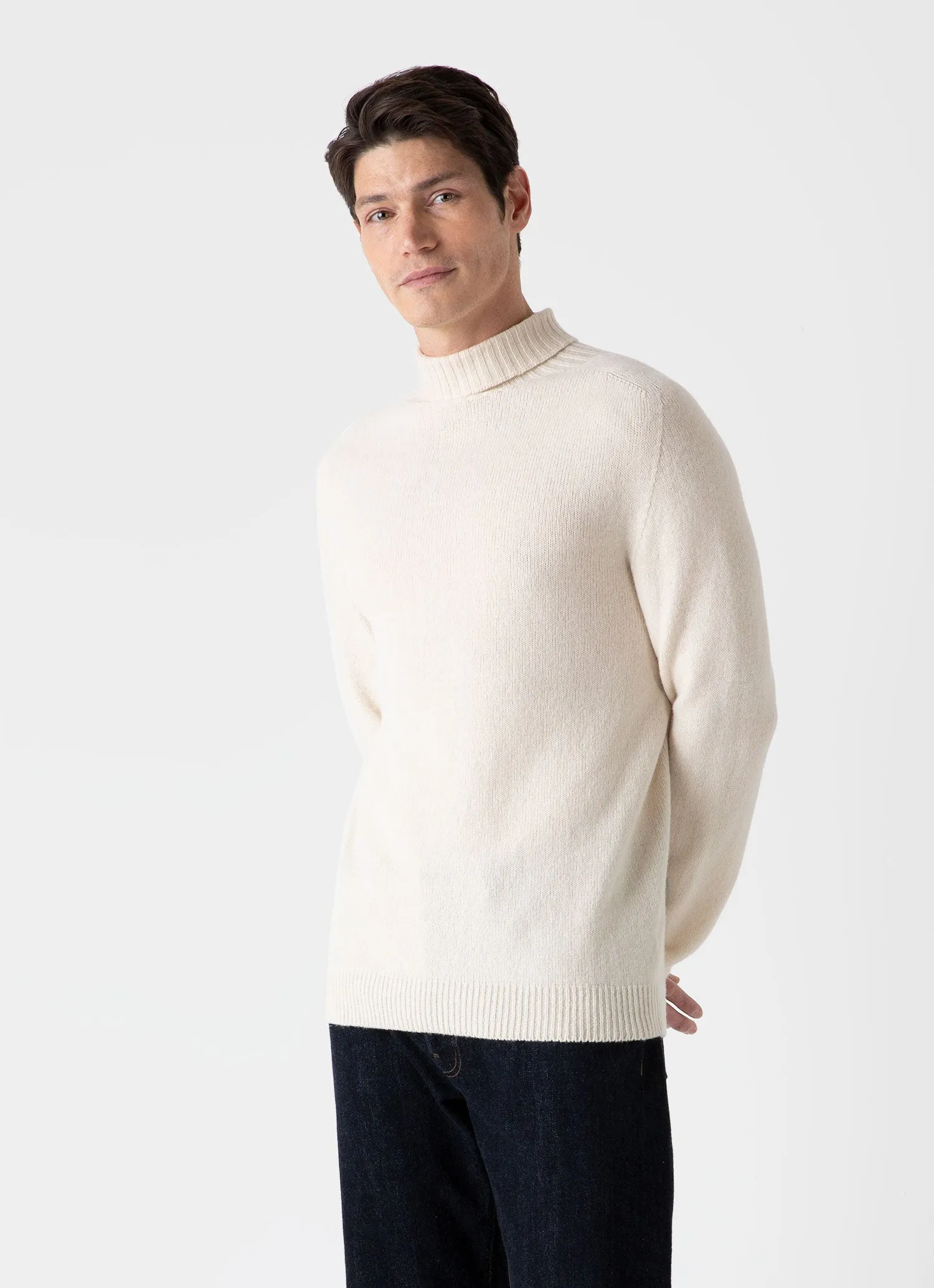 Men's Lambswool Roll Neck in Ecru sold by Sunspel product image thumbnail 2