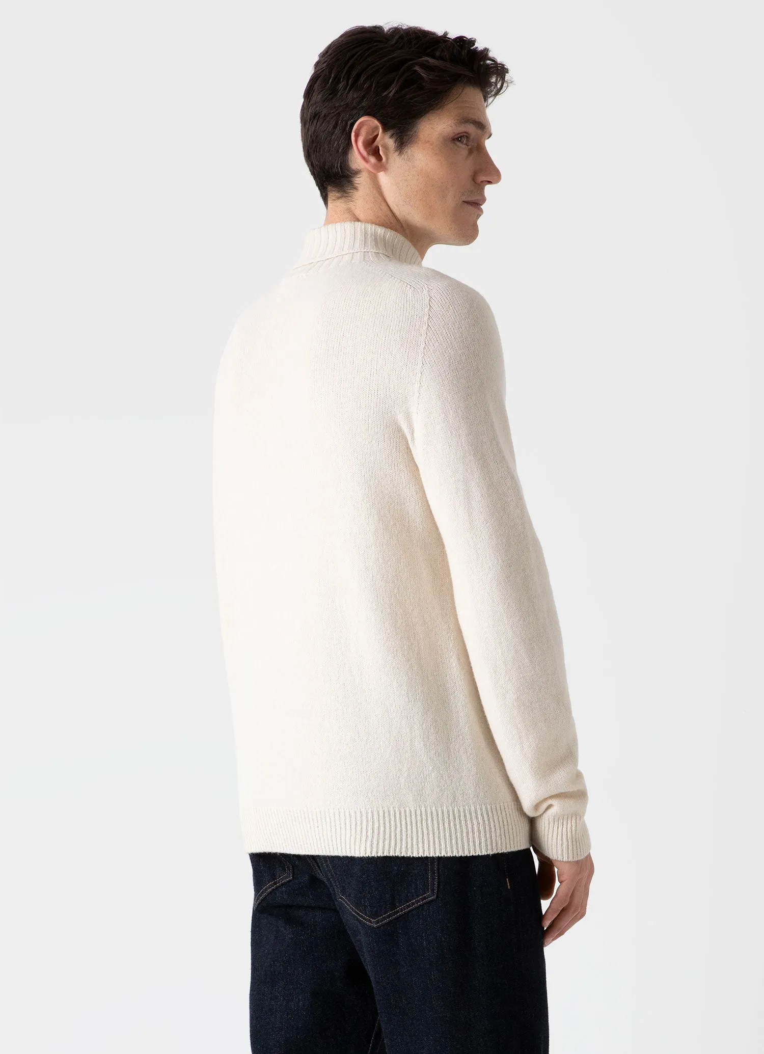 Men's Lambswool Roll Neck in Ecru sold by Sunspel product image thumbnail 5
