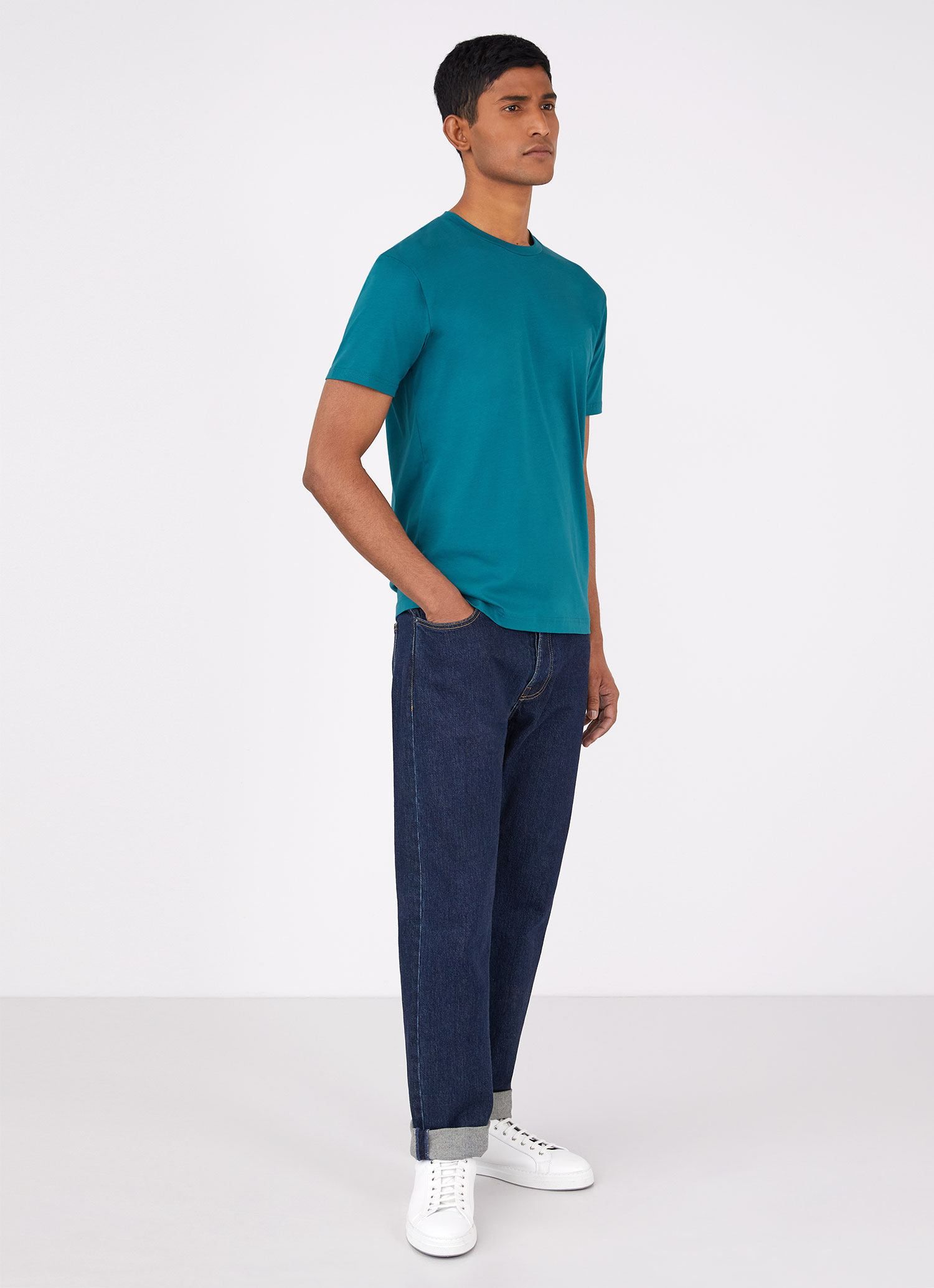 Men's Riviera T-shirt in Lagoon Blue sold by Sunspel product image thumbnail 3