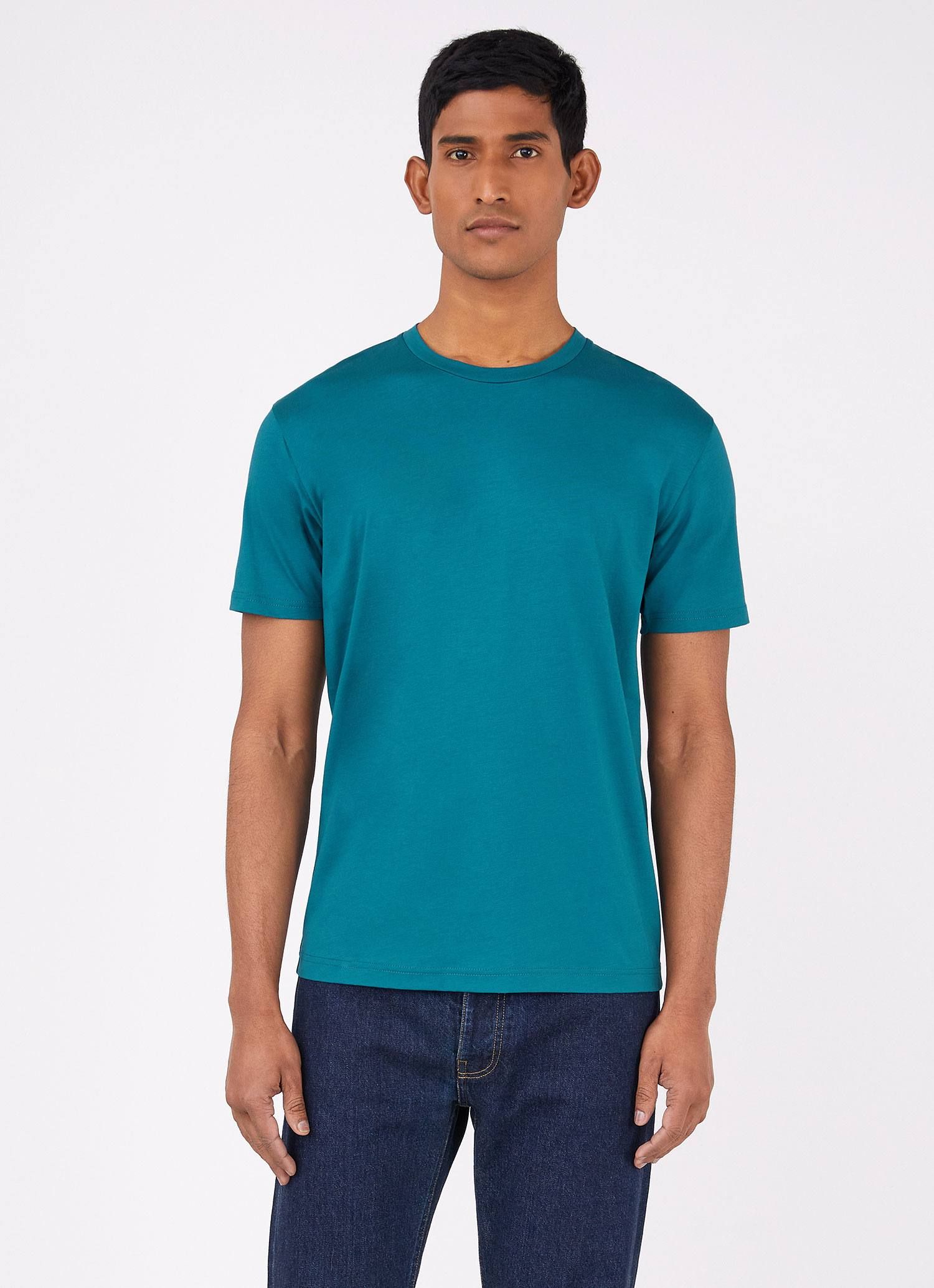 Men's Riviera T-shirt in Lagoon Blue sold by Sunspel product image thumbnail 2