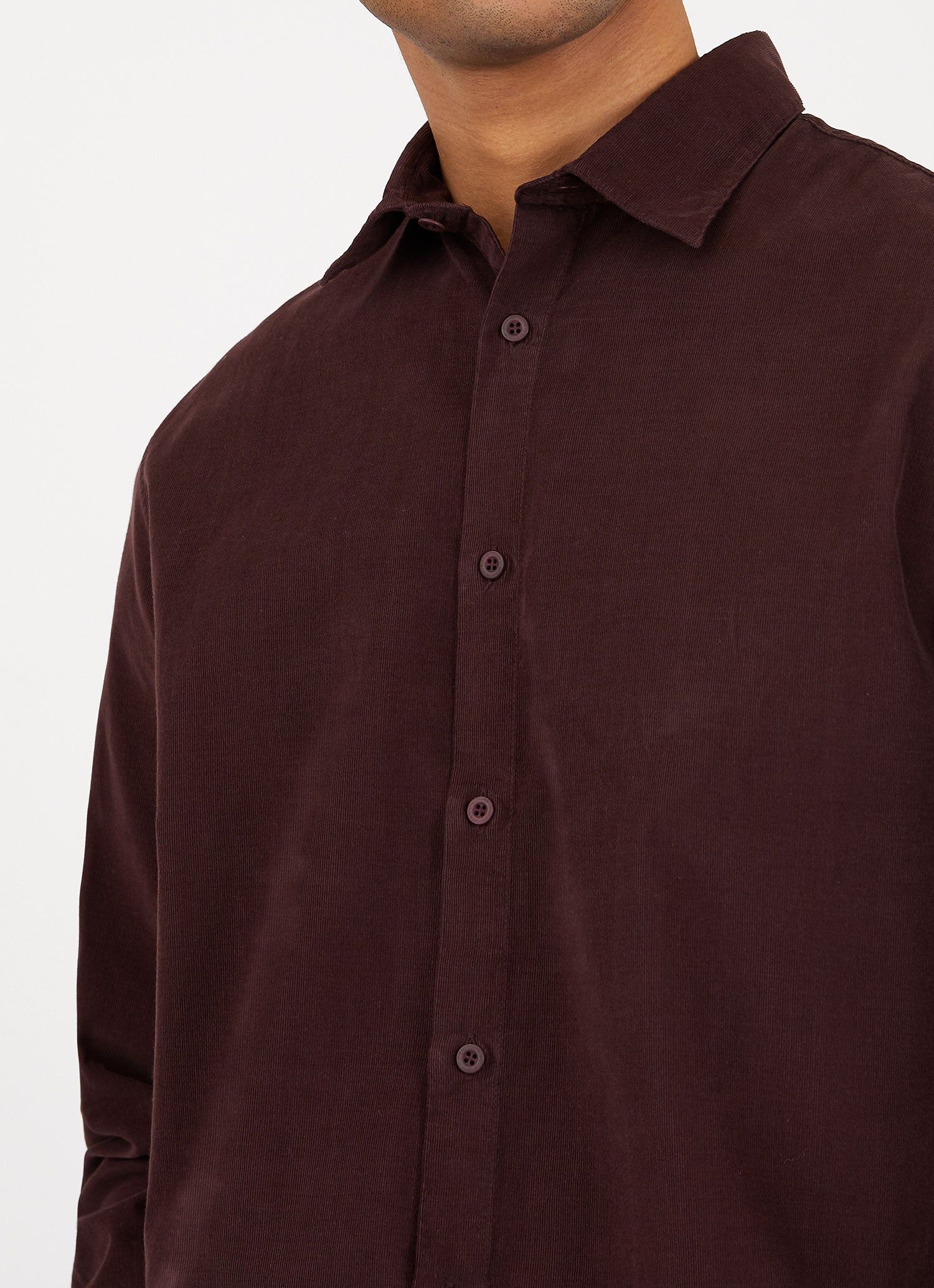 Men's Corduroy Shirt in Espresso sold by Sunspel product image thumbnail 5