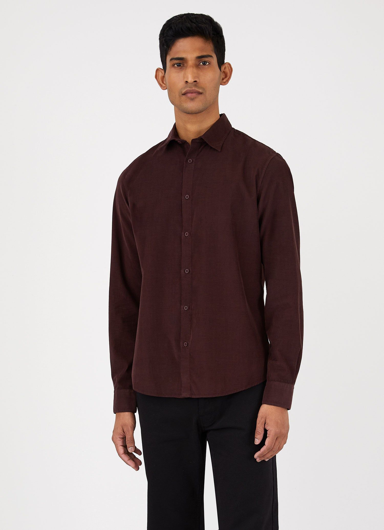 Men's Corduroy Shirt in Espresso sold by Sunspel product image thumbnail 2