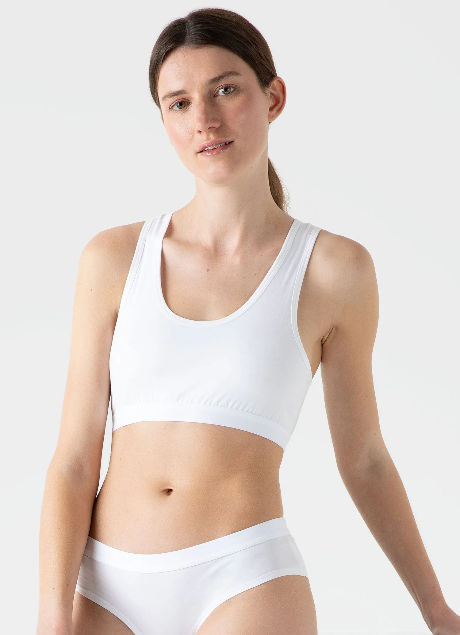 Women's Crop Top in White sold by Sunspel product image thumbnail 2