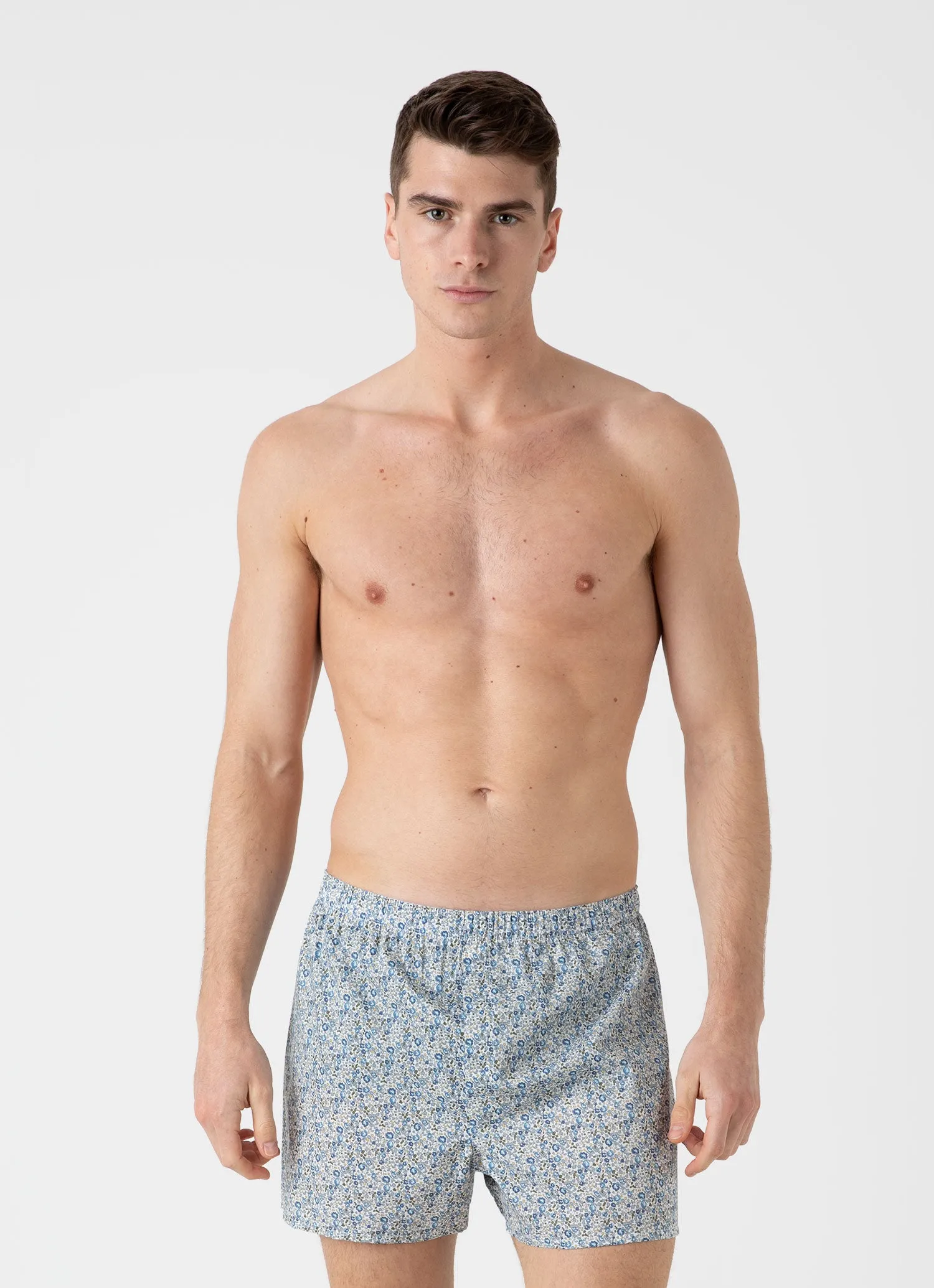 Men's Classic Boxer Shorts in Liberty Fabric in Blue Floral Ditsy sold by Sunspel product image thumbnail 2
