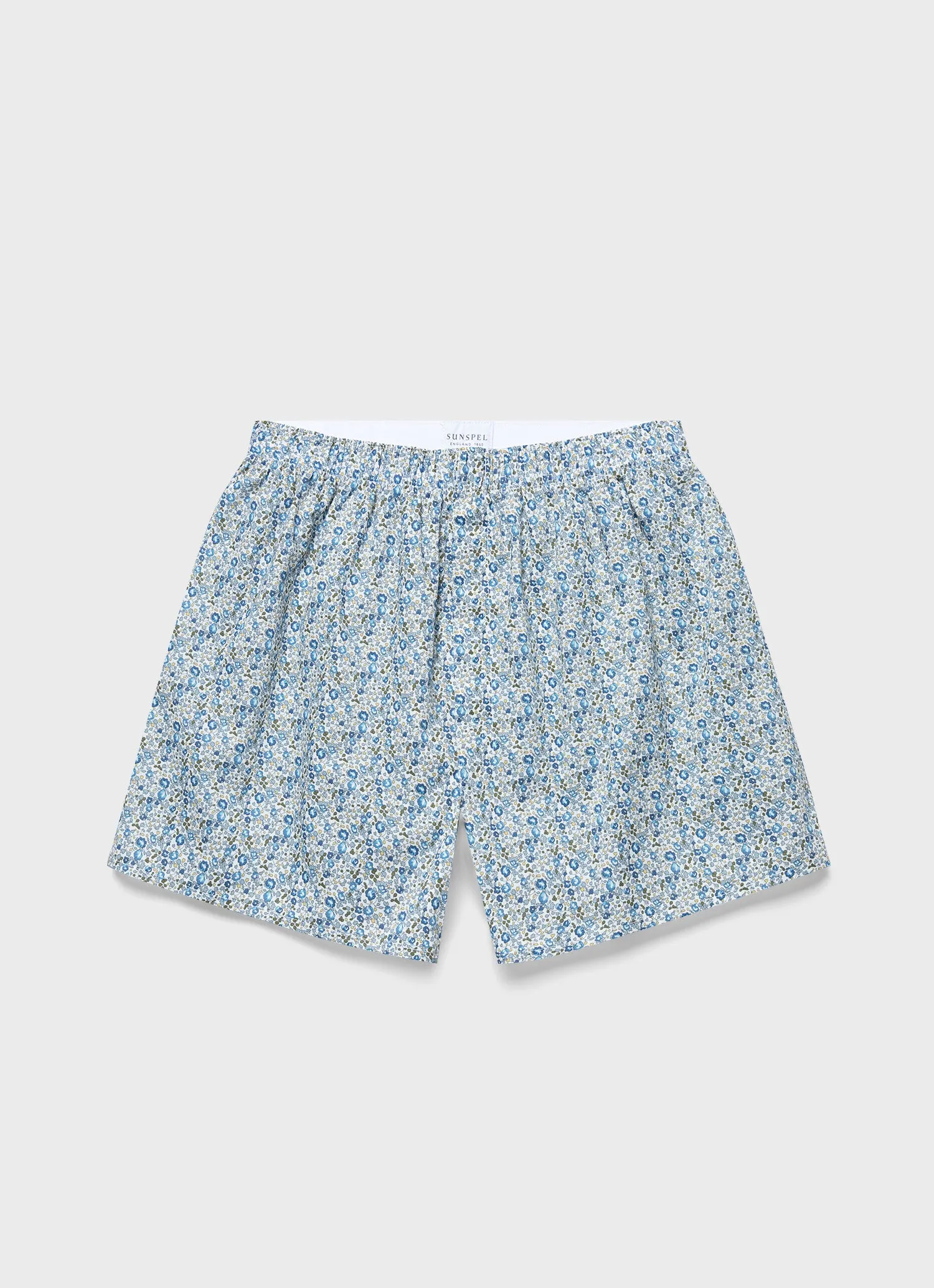 Men's Classic Boxer Shorts in Liberty Fabric in Blue Floral Ditsy sold by Sunspel