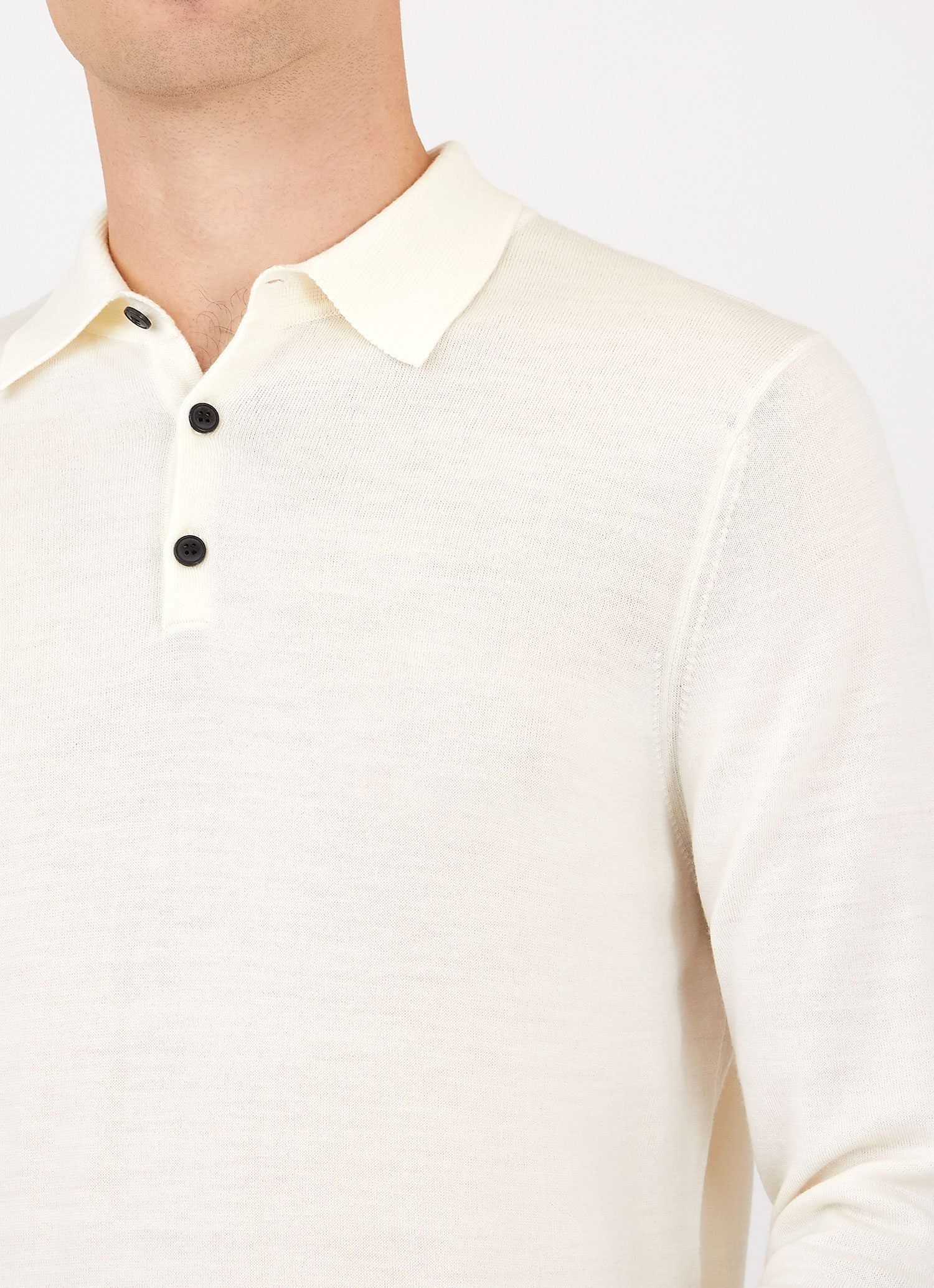 Men's Extra-Fine Merino Polo Shirt in Archive White sold by Sunspel product image thumbnail 5