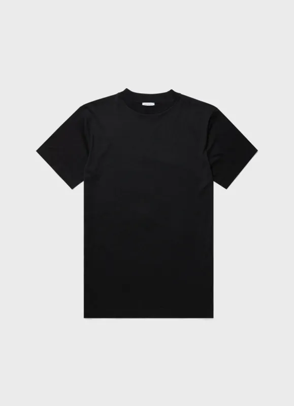 Men's Mock Neck T-shirt in Black sold by Sunspel