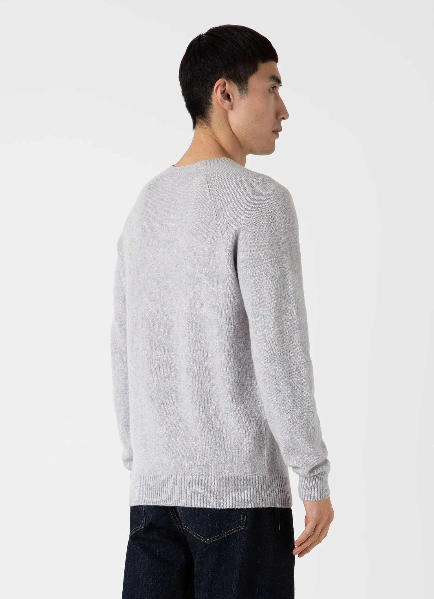 Men's Lambswool Crew Neck Jumper in Pink Smoke Twist sold by Sunspel product image thumbnail 5