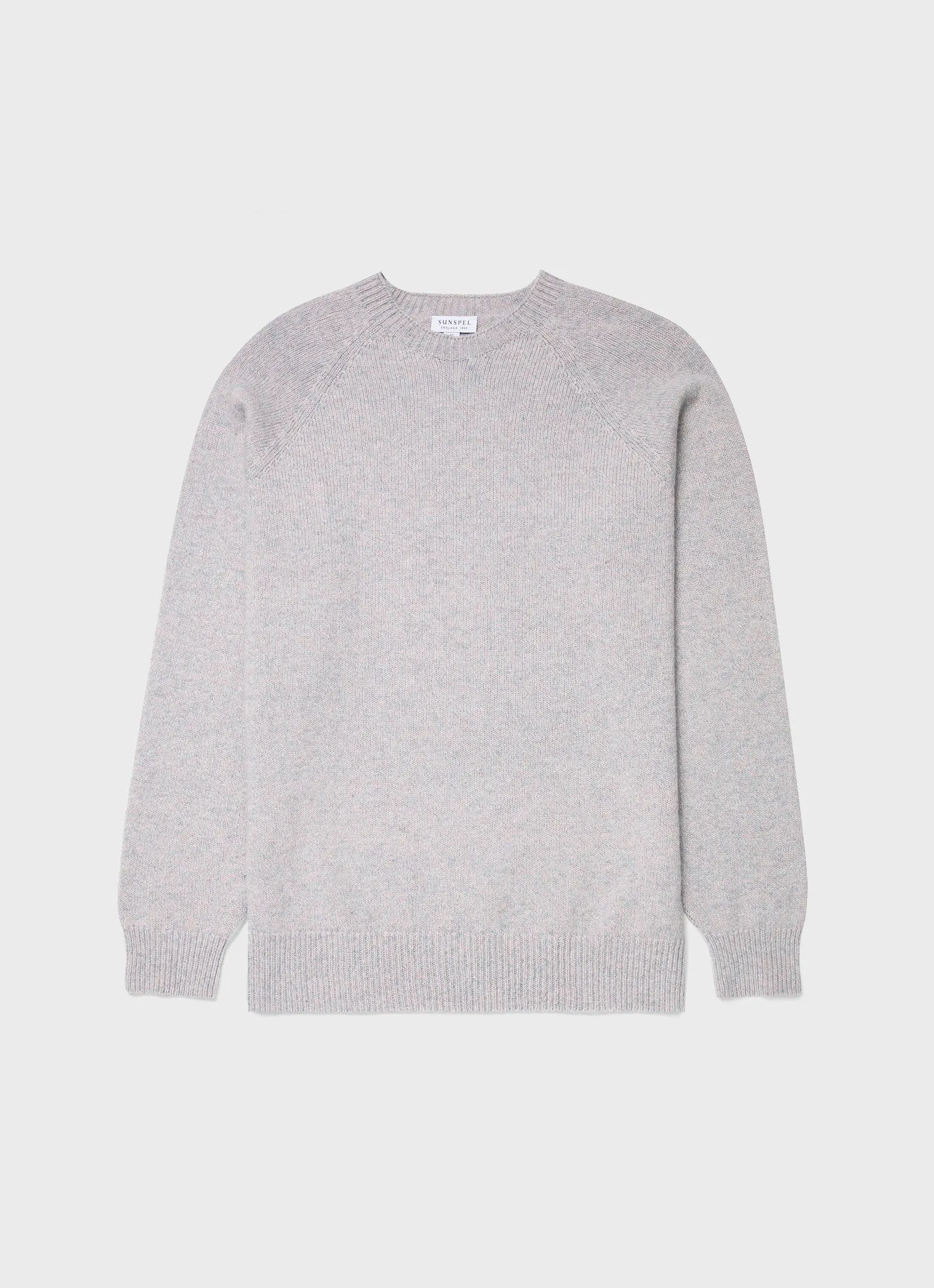 Men's Lambswool Crew Neck Jumper in Pink Smoke Twist sold by Sunspel