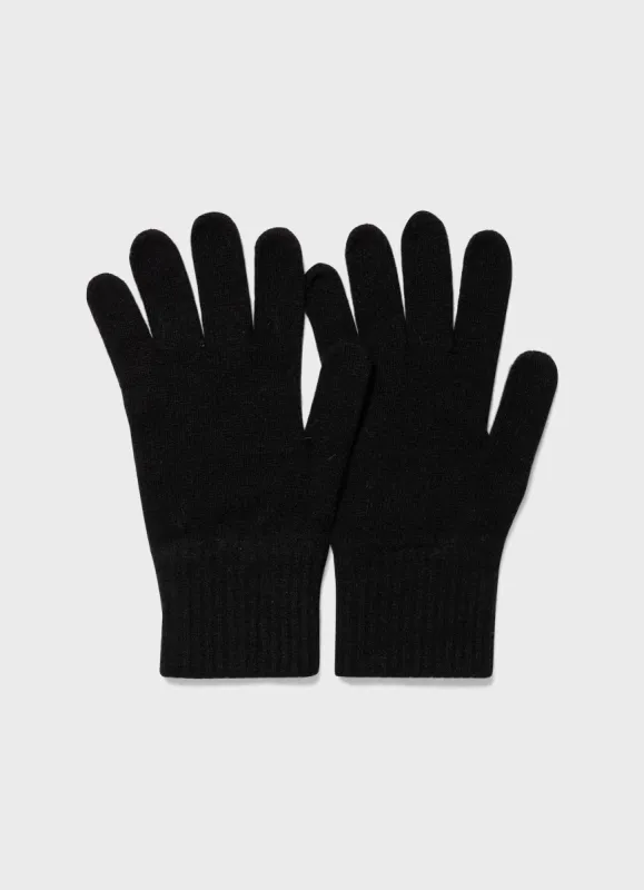 Cashmere Knitted Glove in Black sold by Sunspel