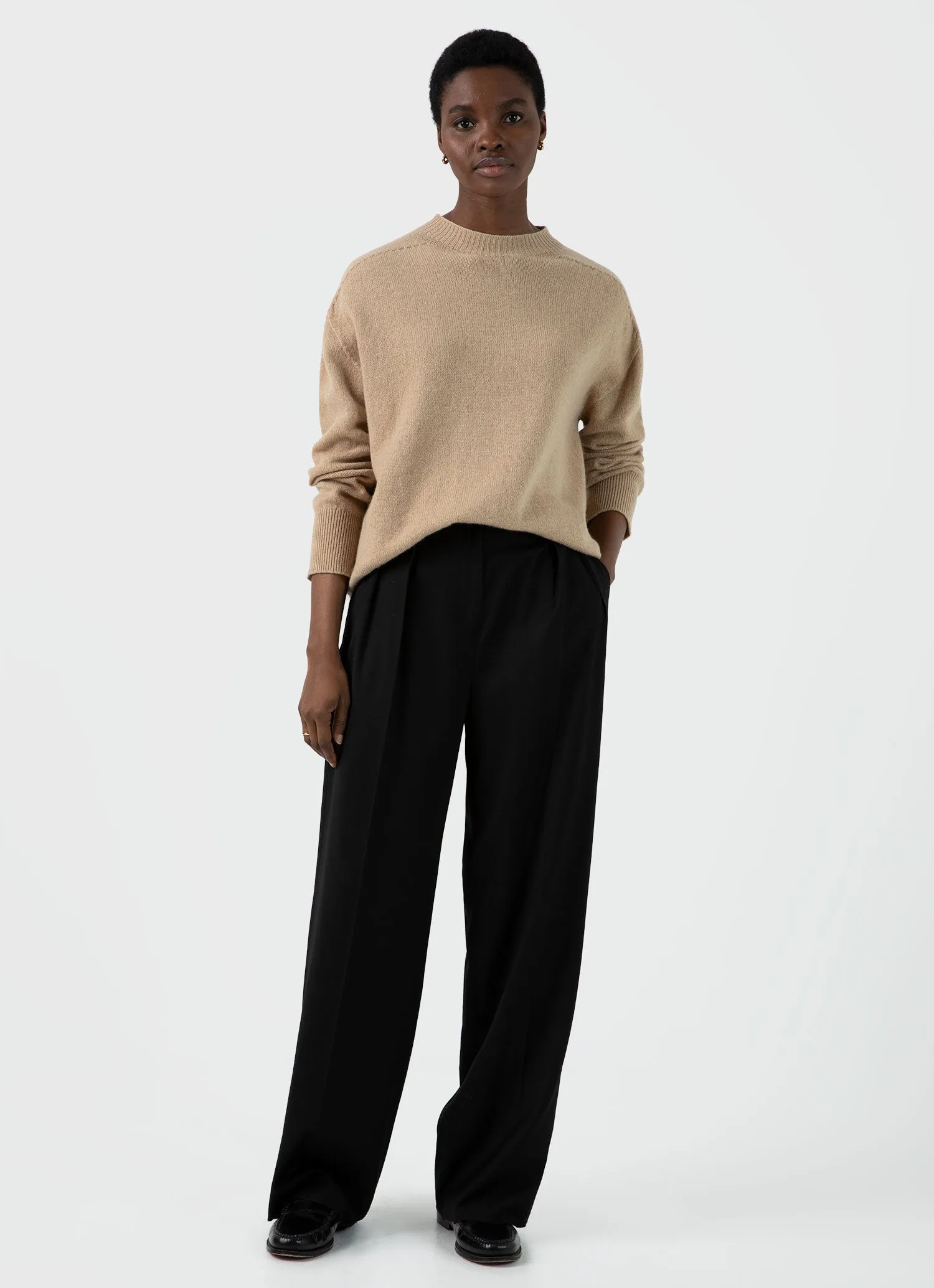 Women's Lambswool Crewneck Jumper in Light Camel sold by Sunspel product image thumbnail 2