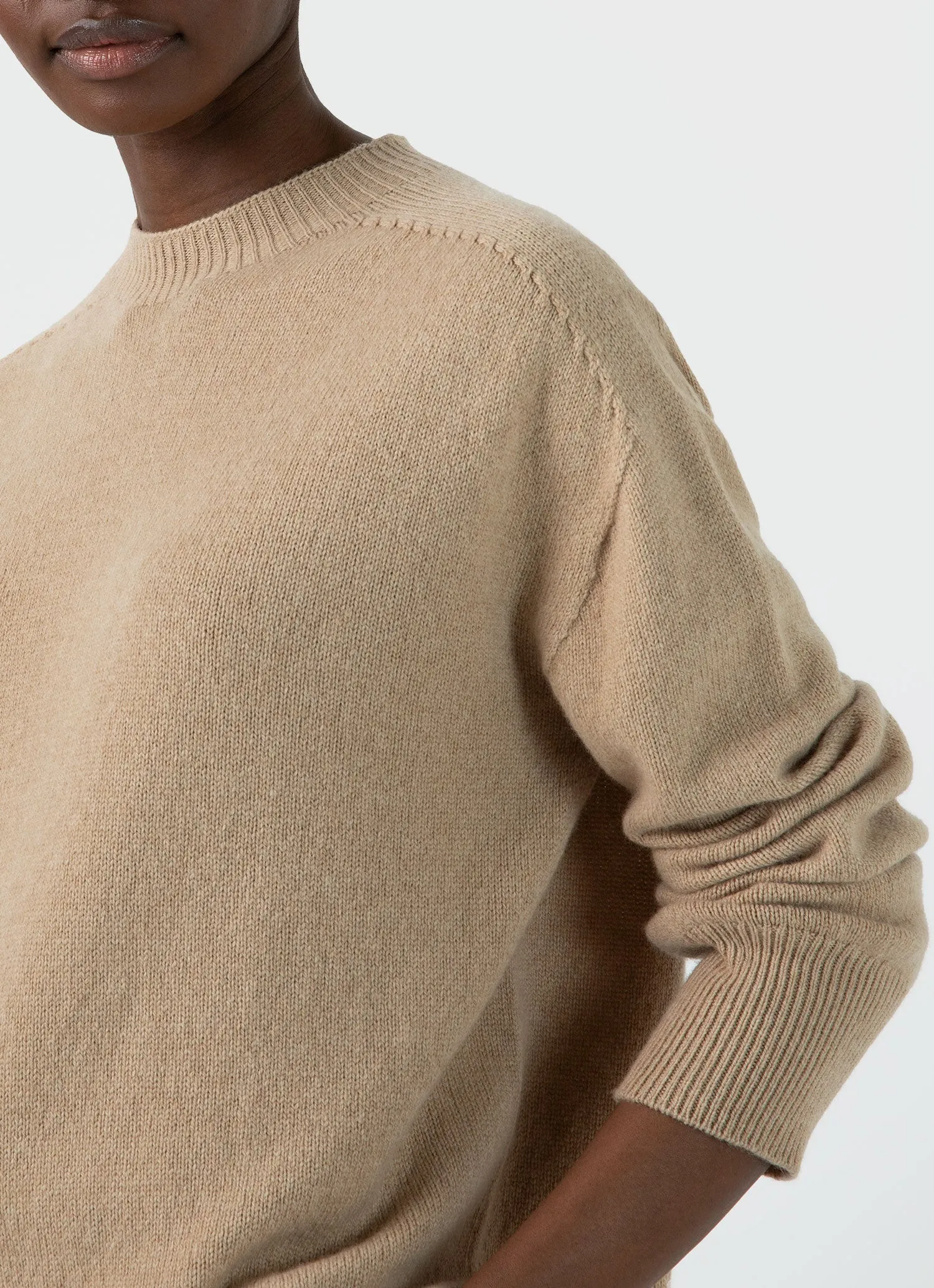 Women's Lambswool Crewneck Jumper in Light Camel sold by Sunspel product image thumbnail 3