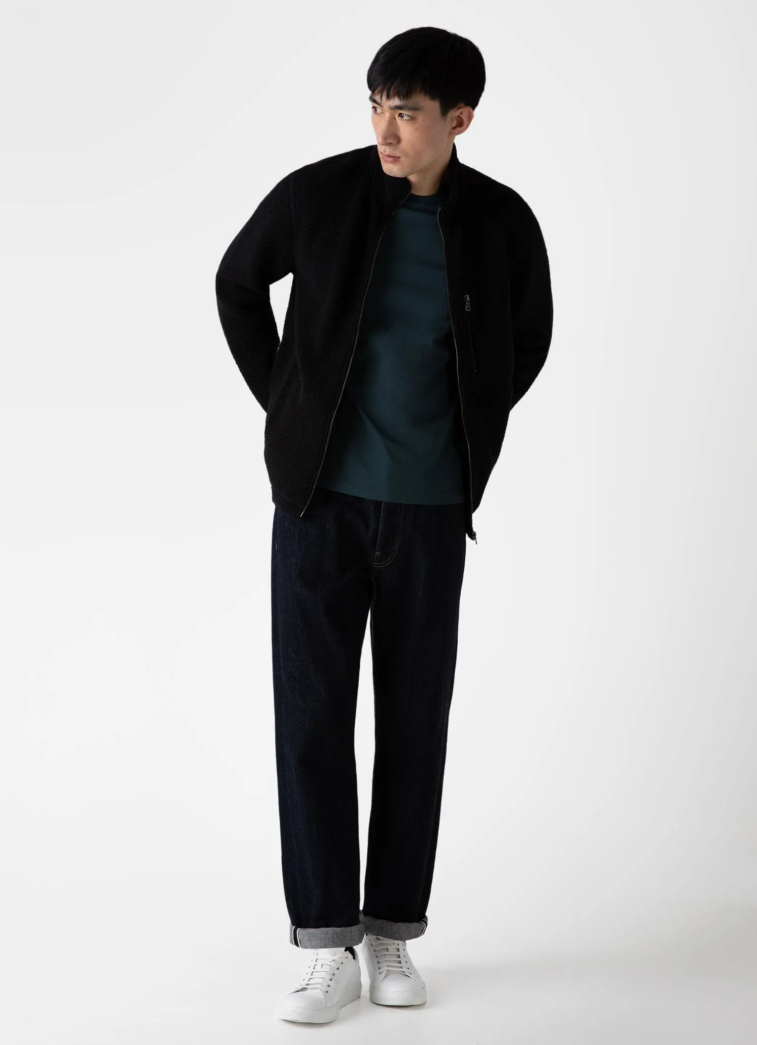 Men's Wool Fleece Jacket in Black sold by Sunspel product image thumbnail 3
