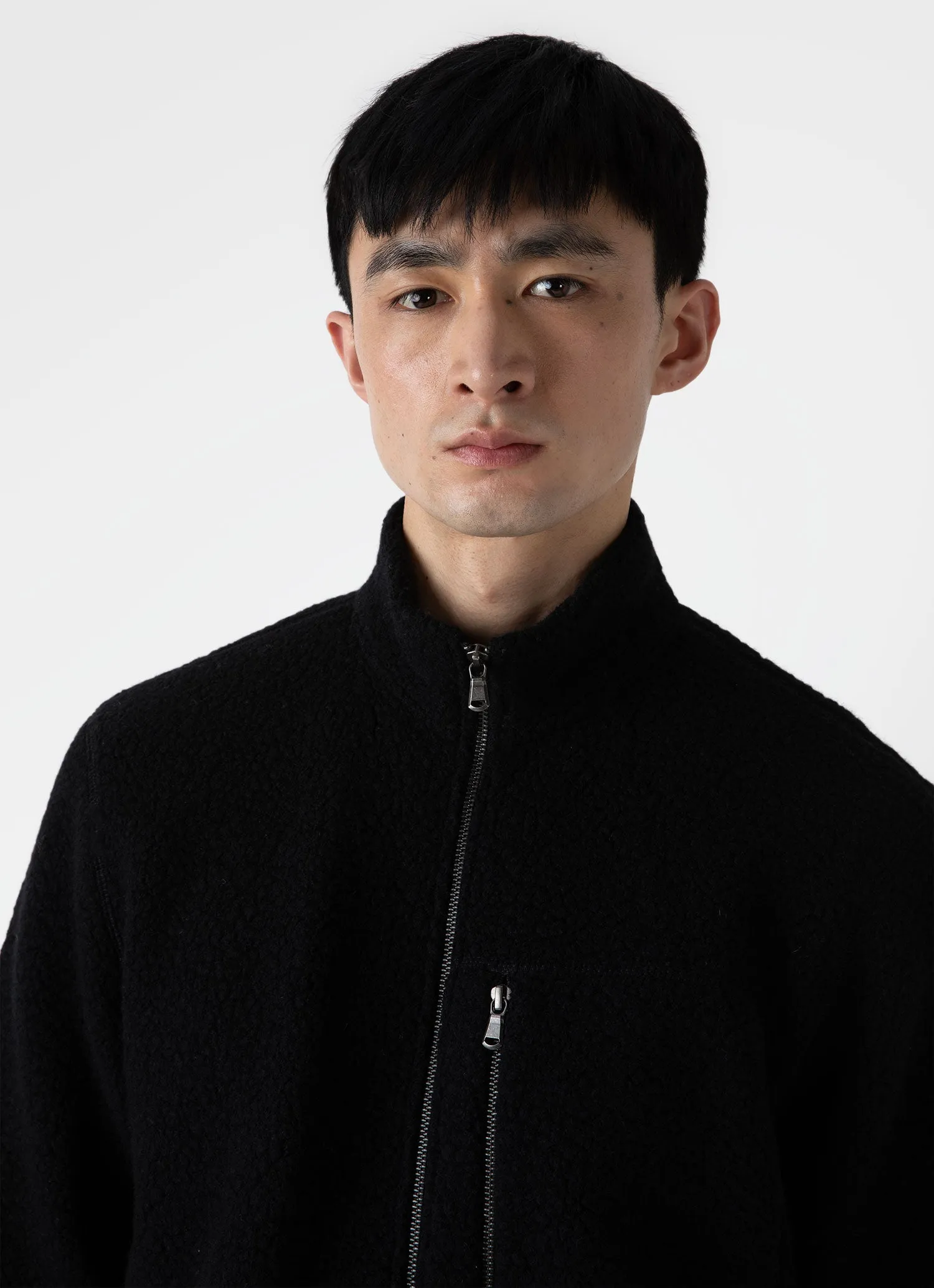 Men's Wool Fleece Jacket in Black sold by Sunspel product image thumbnail 5