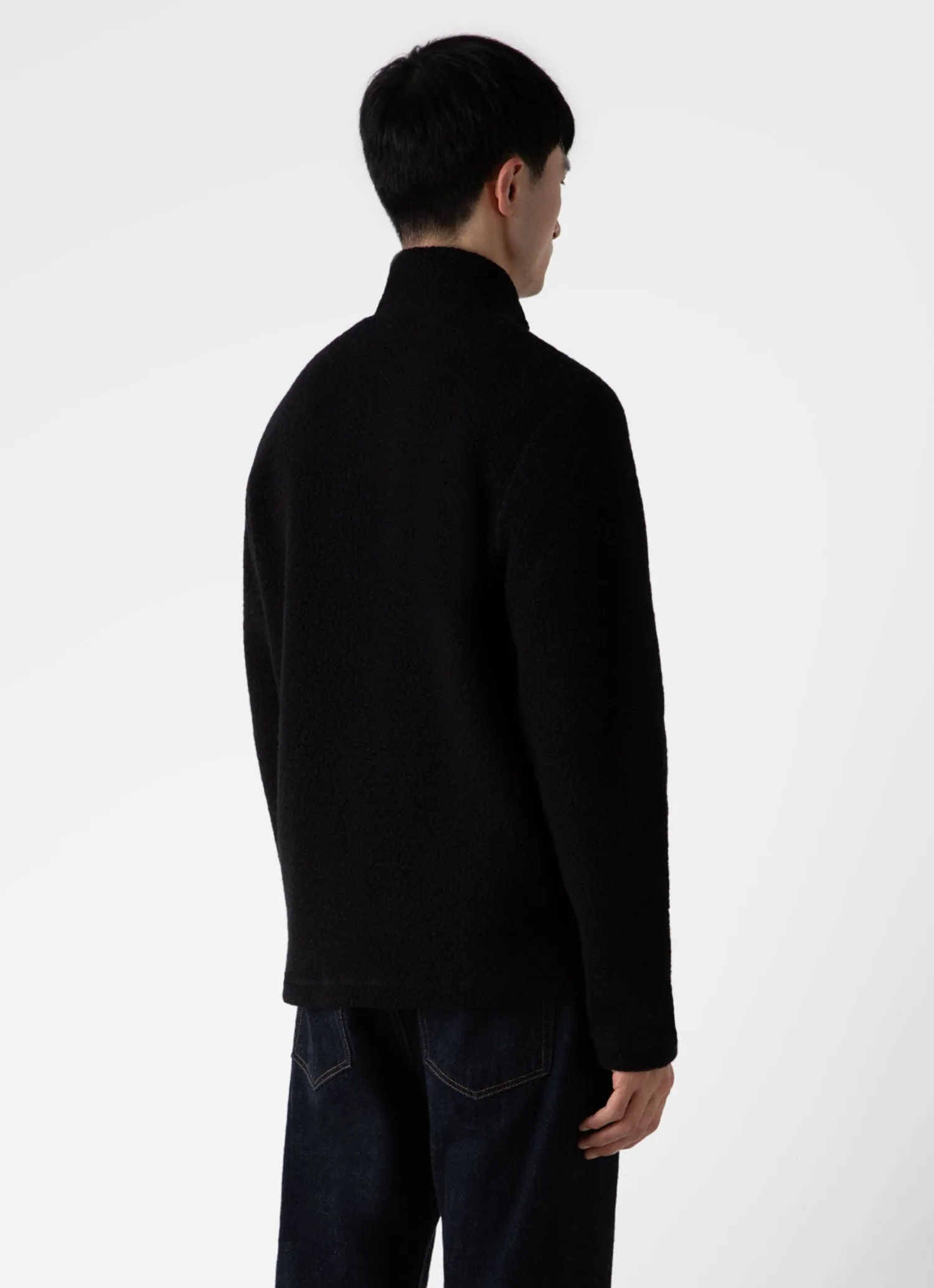 Men's Wool Fleece Jacket in Black sold by Sunspel product image thumbnail 4