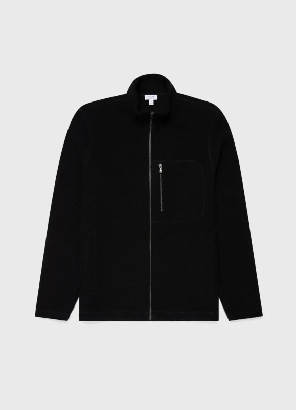 Men's Wool Fleece Jacket in Black sold by Sunspel