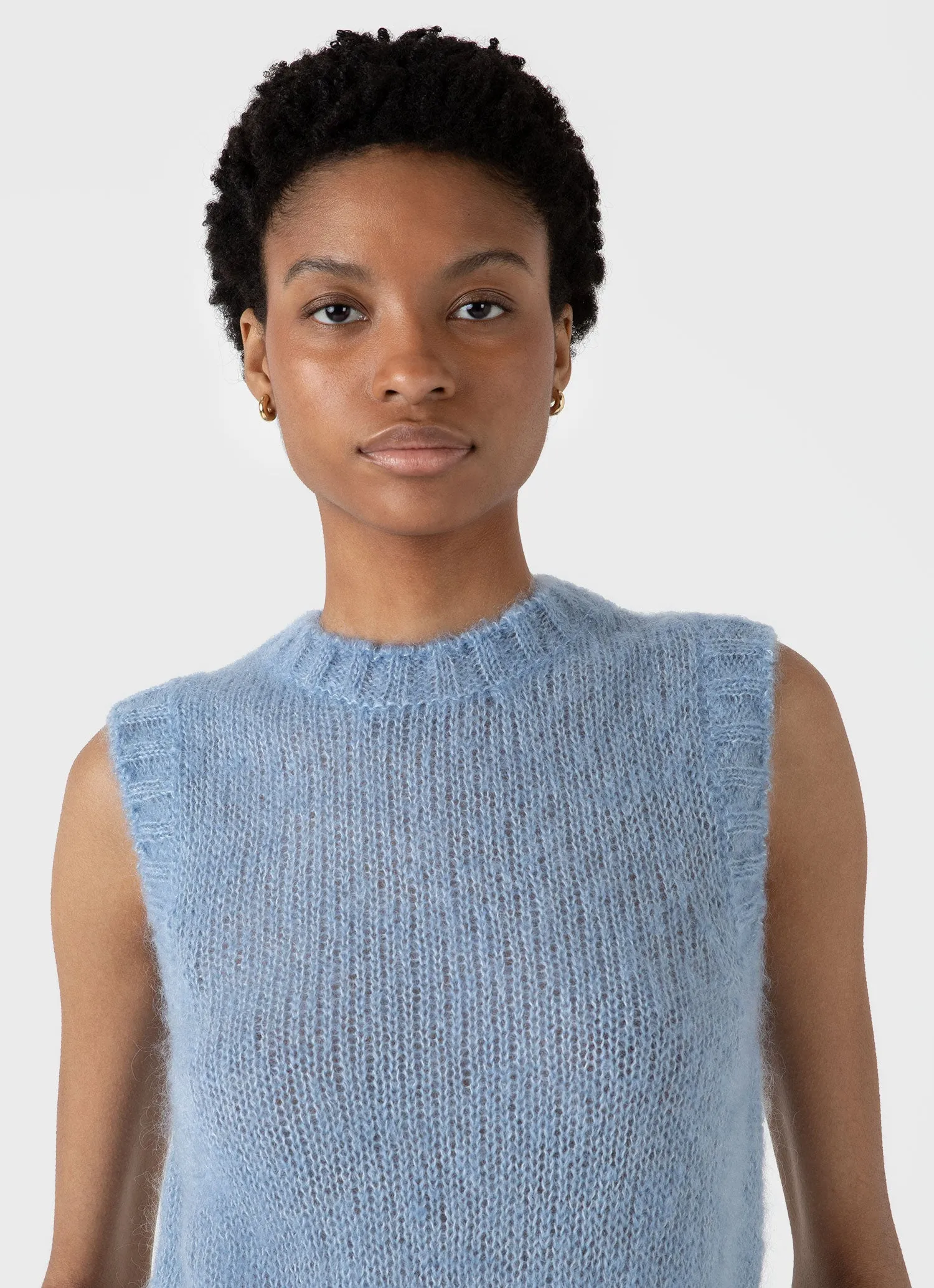 Women's Mohair Silk Vest in Cornflower sold by Sunspel product image thumbnail 4