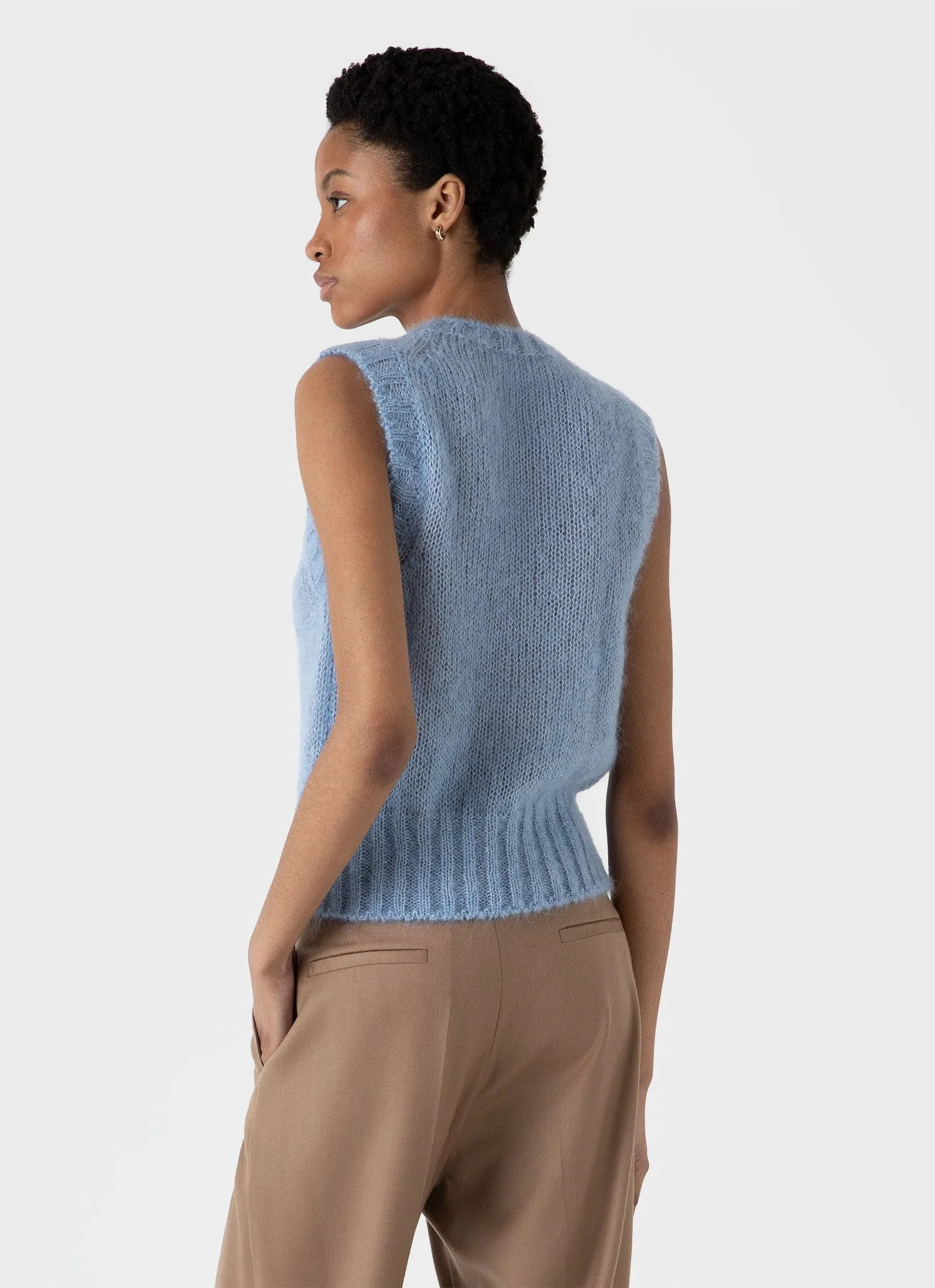 Women's Mohair Silk Vest in Cornflower sold by Sunspel product image thumbnail 3