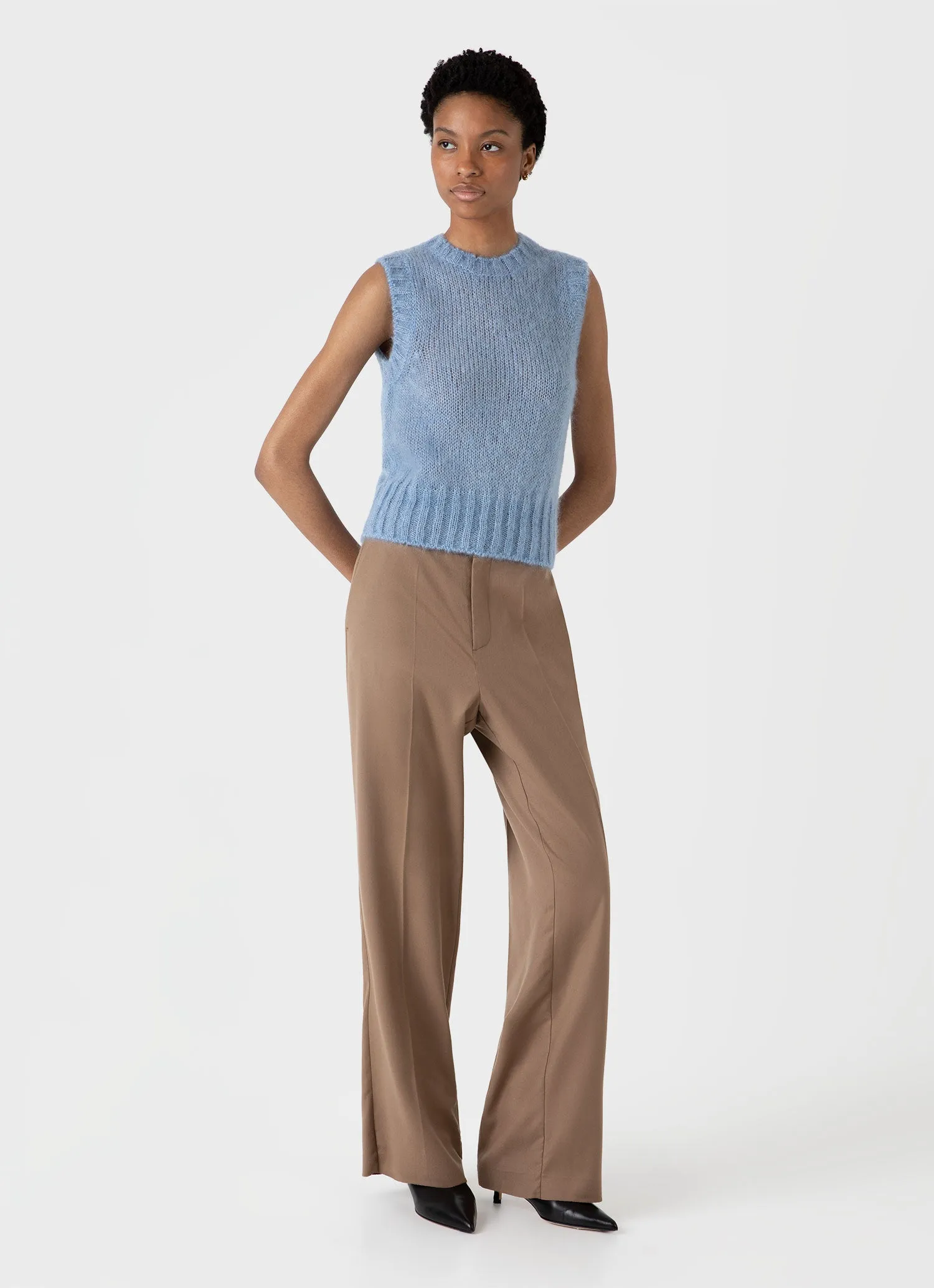 Women's Mohair Silk Vest in Cornflower sold by Sunspel product image thumbnail 2